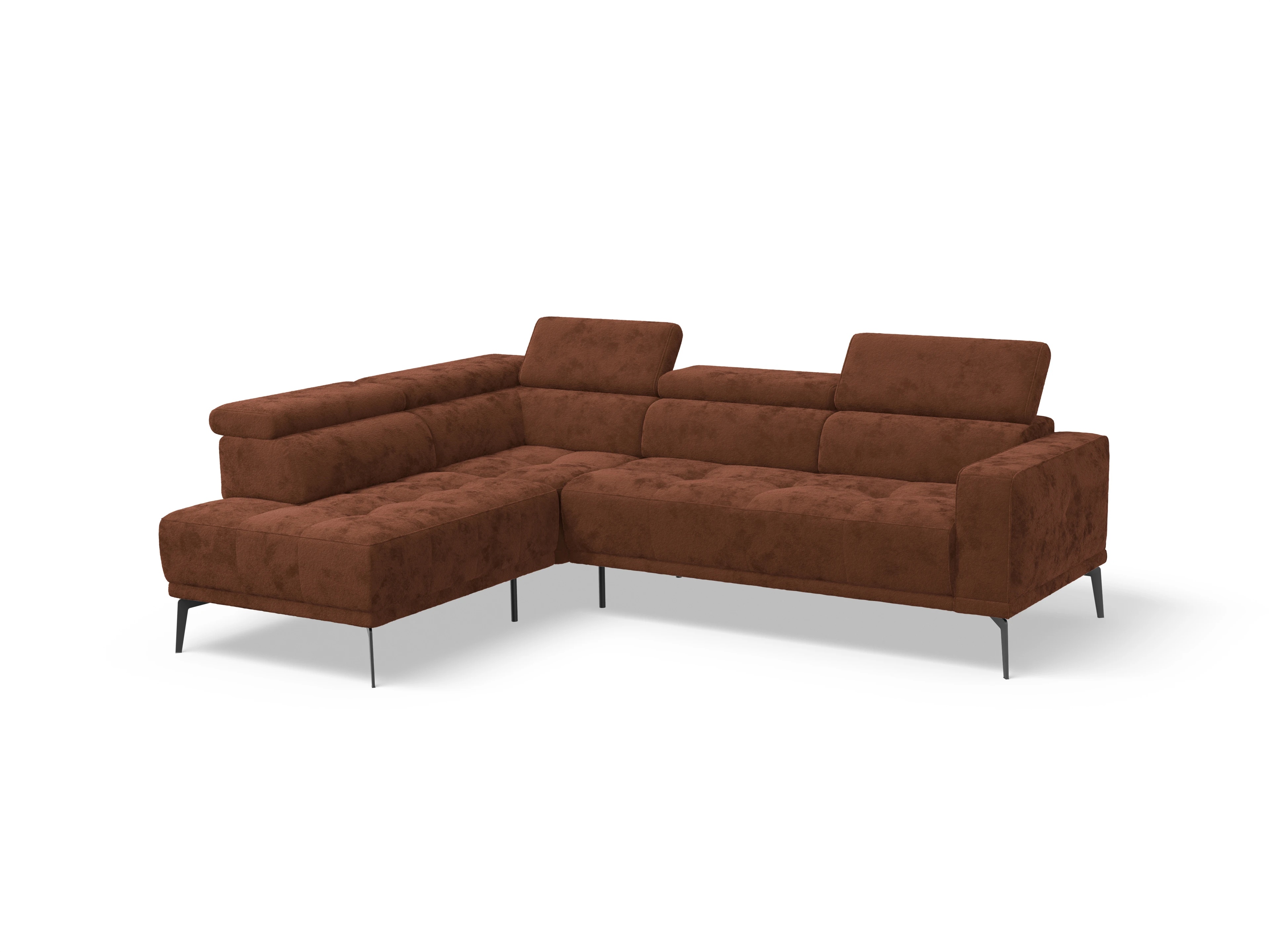 Ansicht des Produktes Marco Ecksofa links Abschluss offen in Stoff Rot