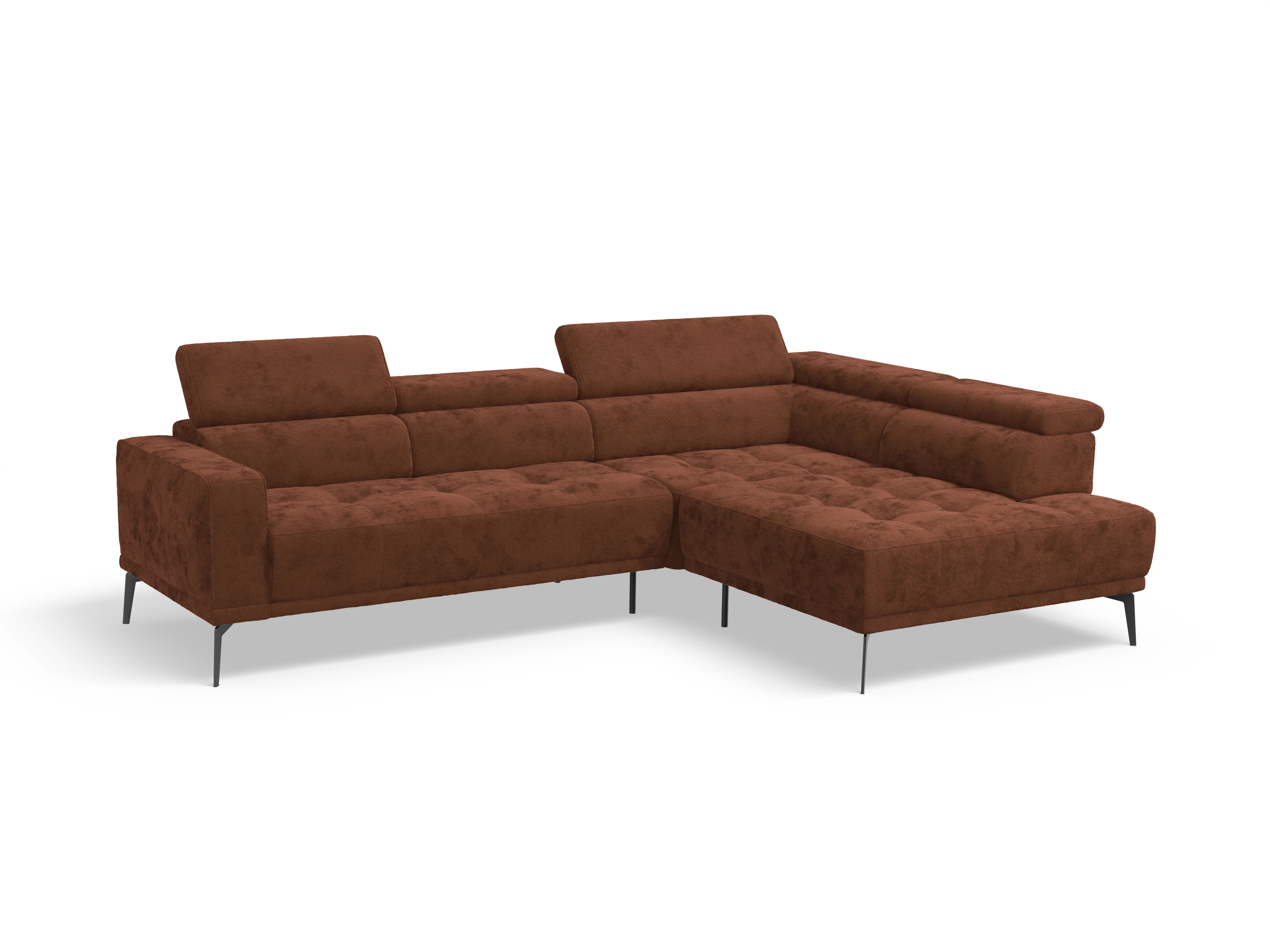 Marco Aho gr Medium R (mit Funktionen) Ansicht des Produktes Marco Ecksofa rechts Abschluss offen in Stoff Rot