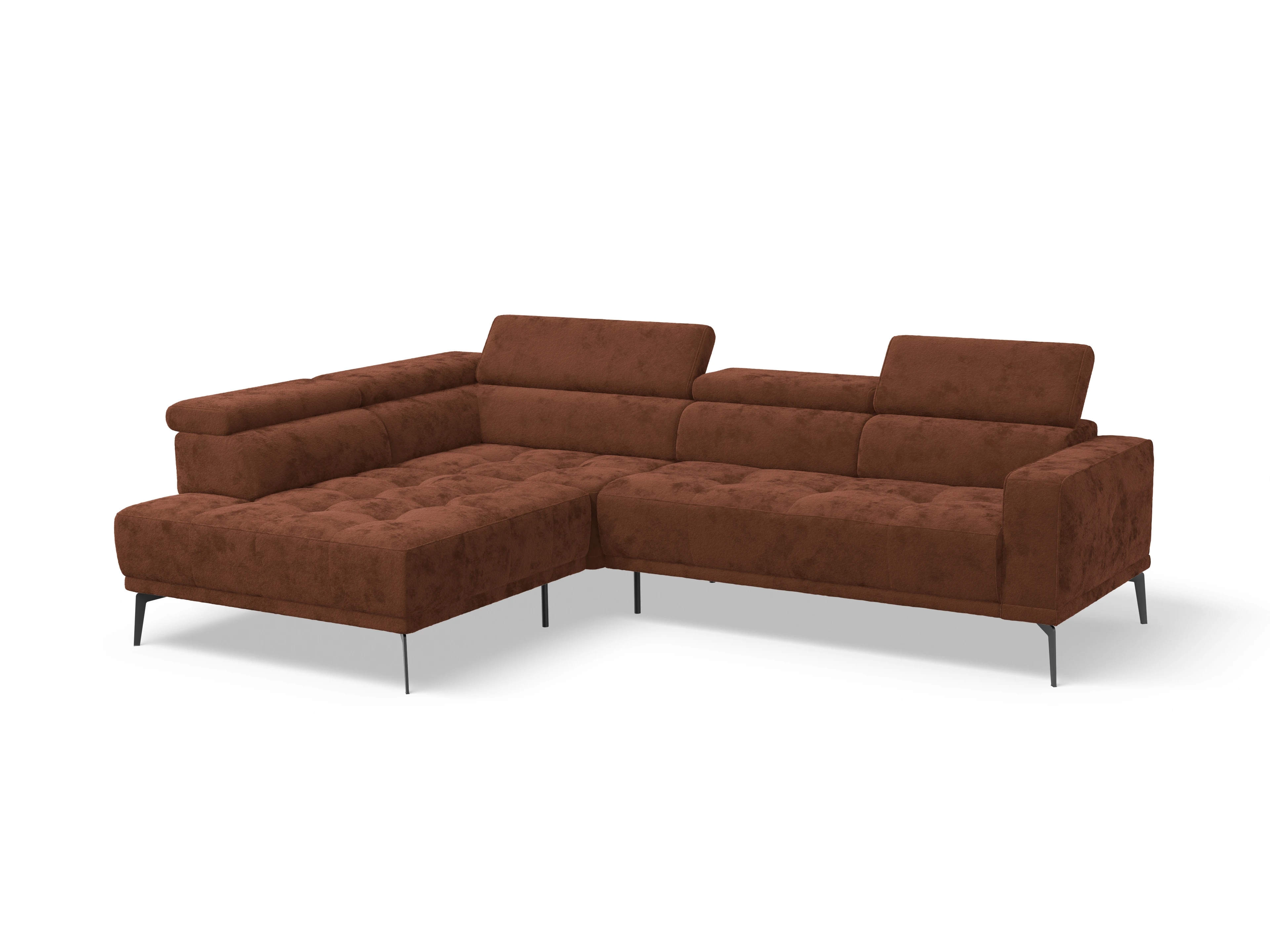 Ansicht des Produktes Marco Ecksofa links Abschluss offen in Stoff Rot