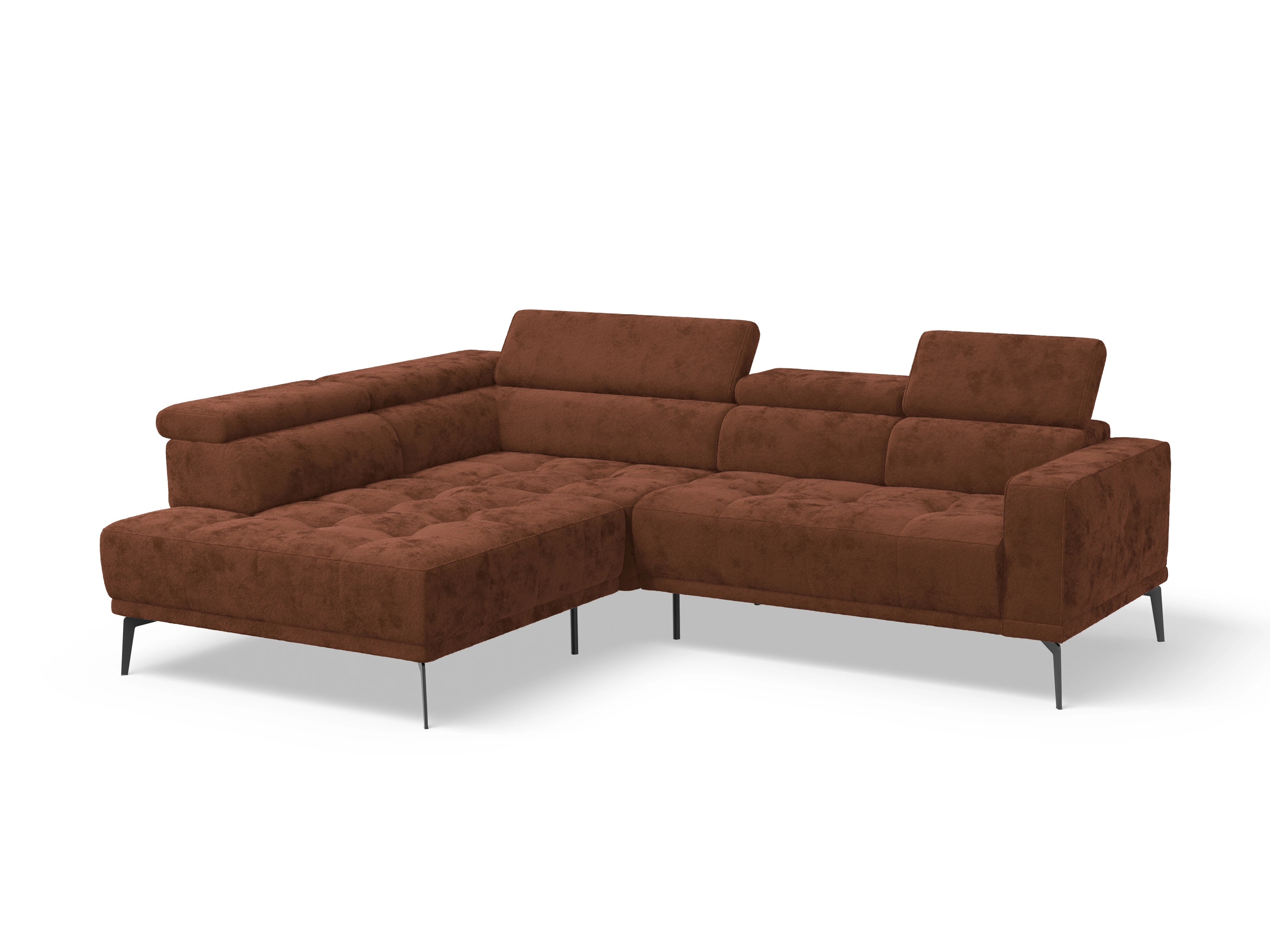 Ansicht des Produktes Marco Ecksofa links Abschluss offen in Stoff Rot