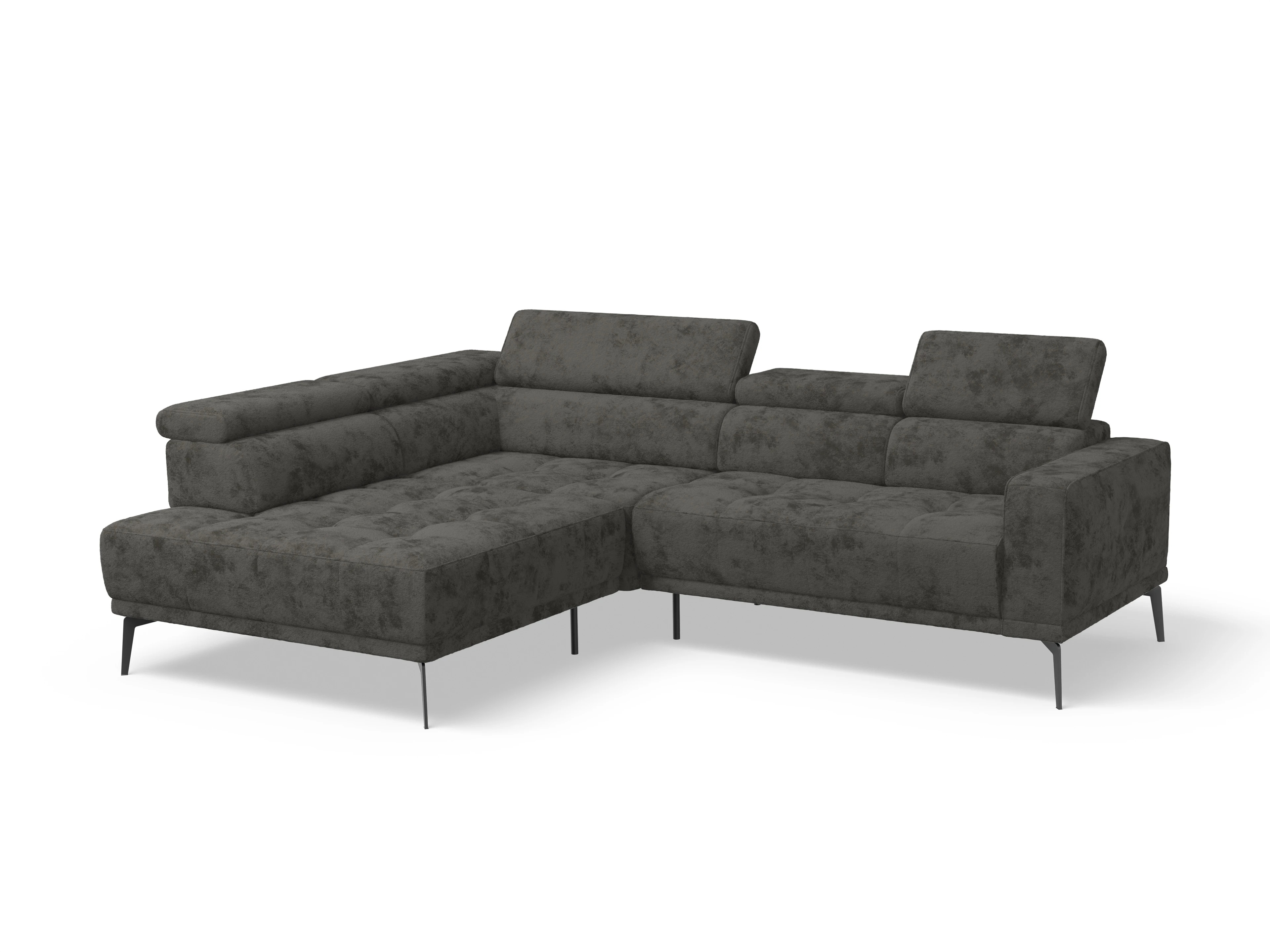 Ansicht des Produktes Marco Ecksofa links Abschluss offen in Stoff Braun