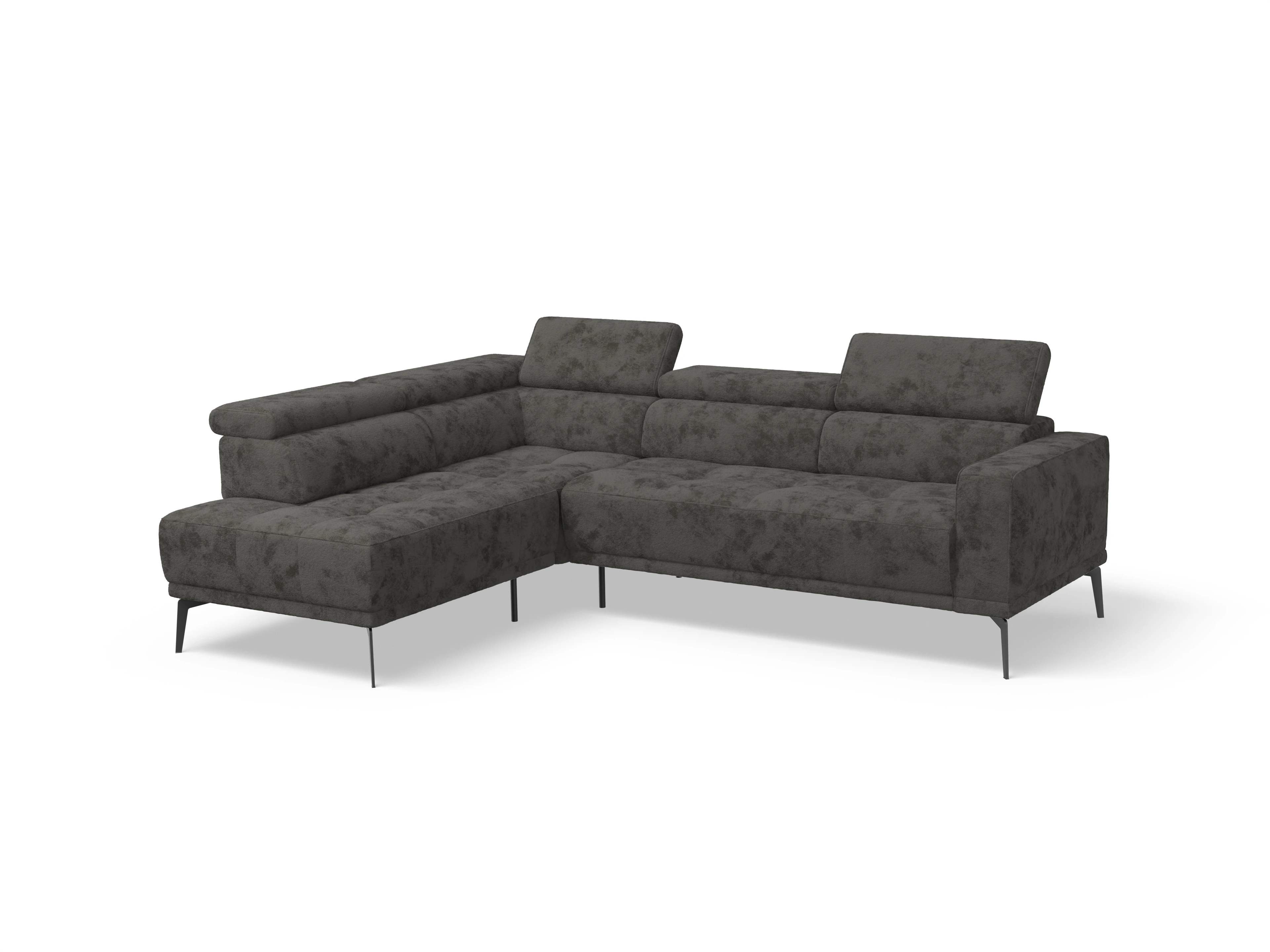 Ansicht des Produktes Marco Ecksofa links Abschluss offen in Stoff Braun