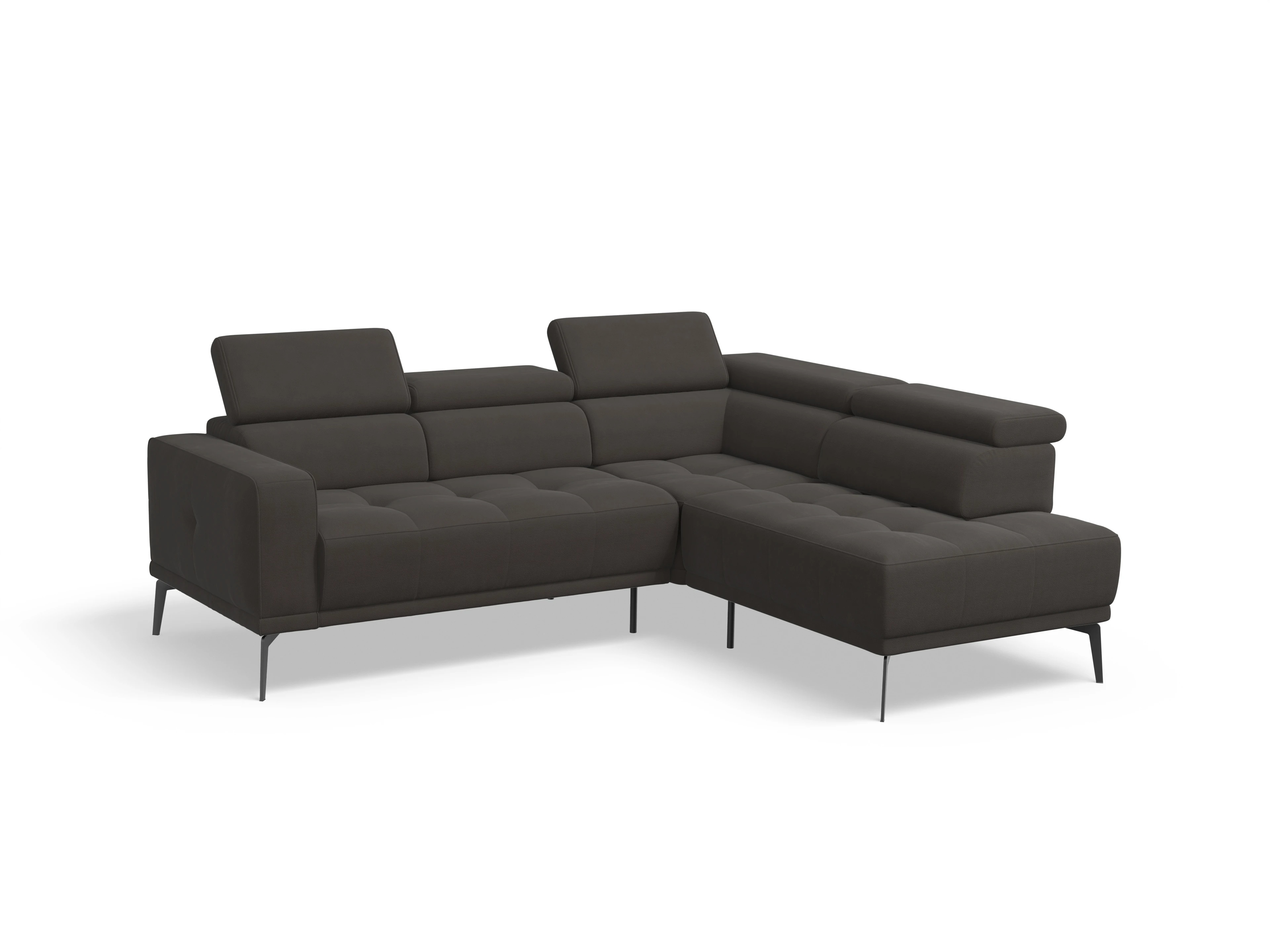 Marco Aho kl Small R Ansicht des Produktes Marco Ecksofa rechts Abschluss offen in Stoff Braun