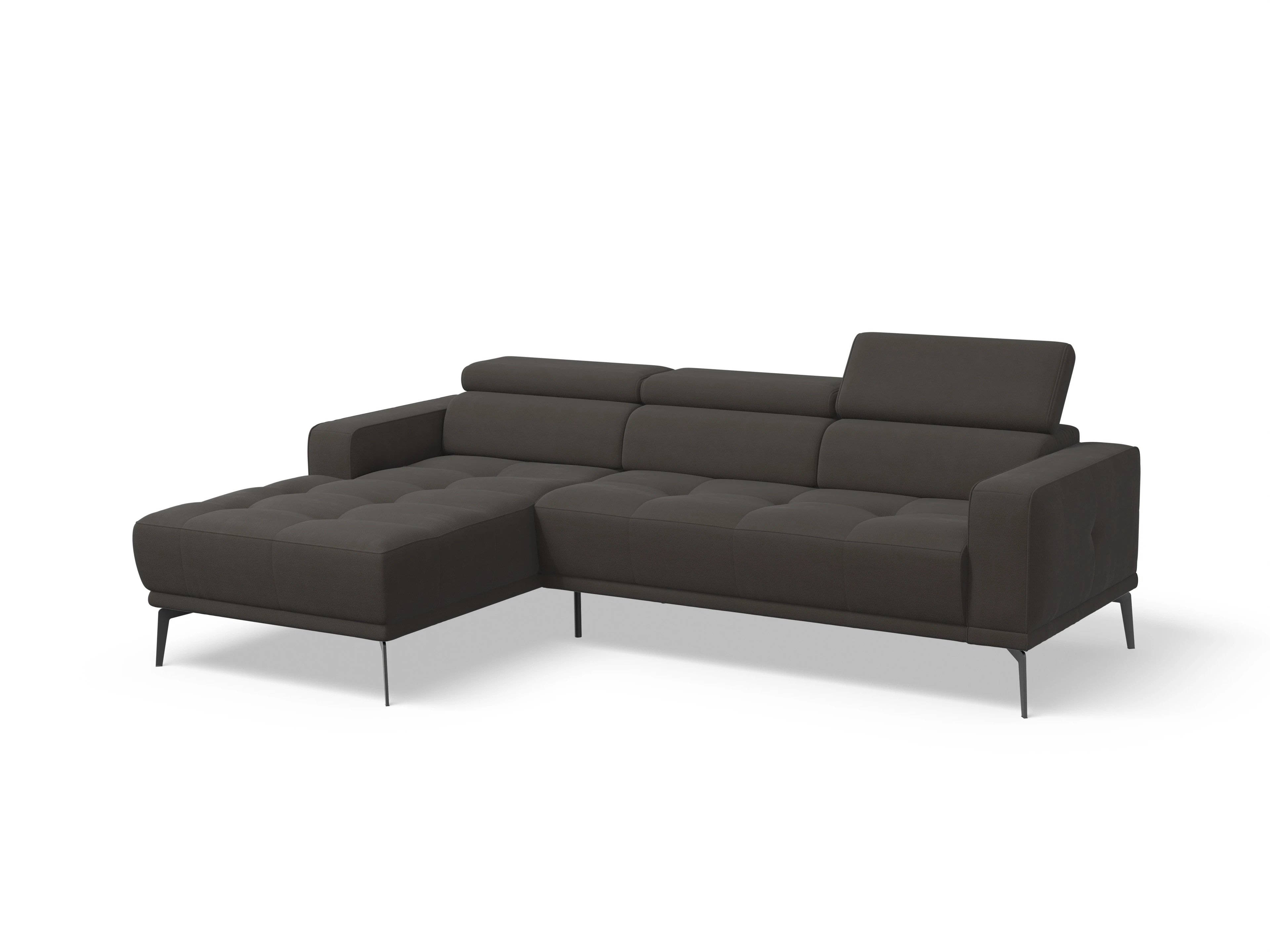 Ansicht des Produktes Marco Ecksofa links Abschluss offen in Stoff Braun