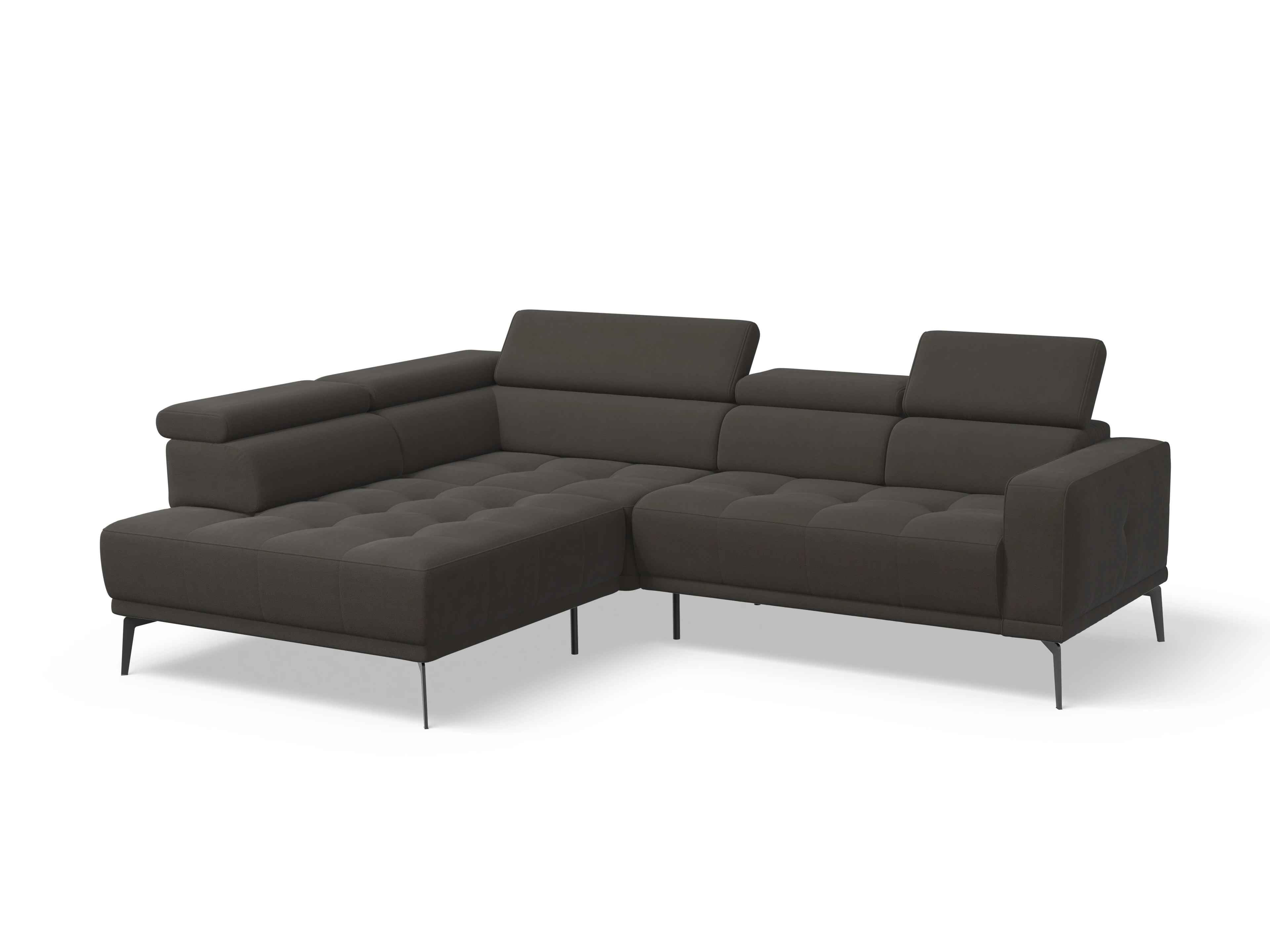 Ansicht des Produktes Marco Ecksofa links Abschluss offen in Stoff Braun