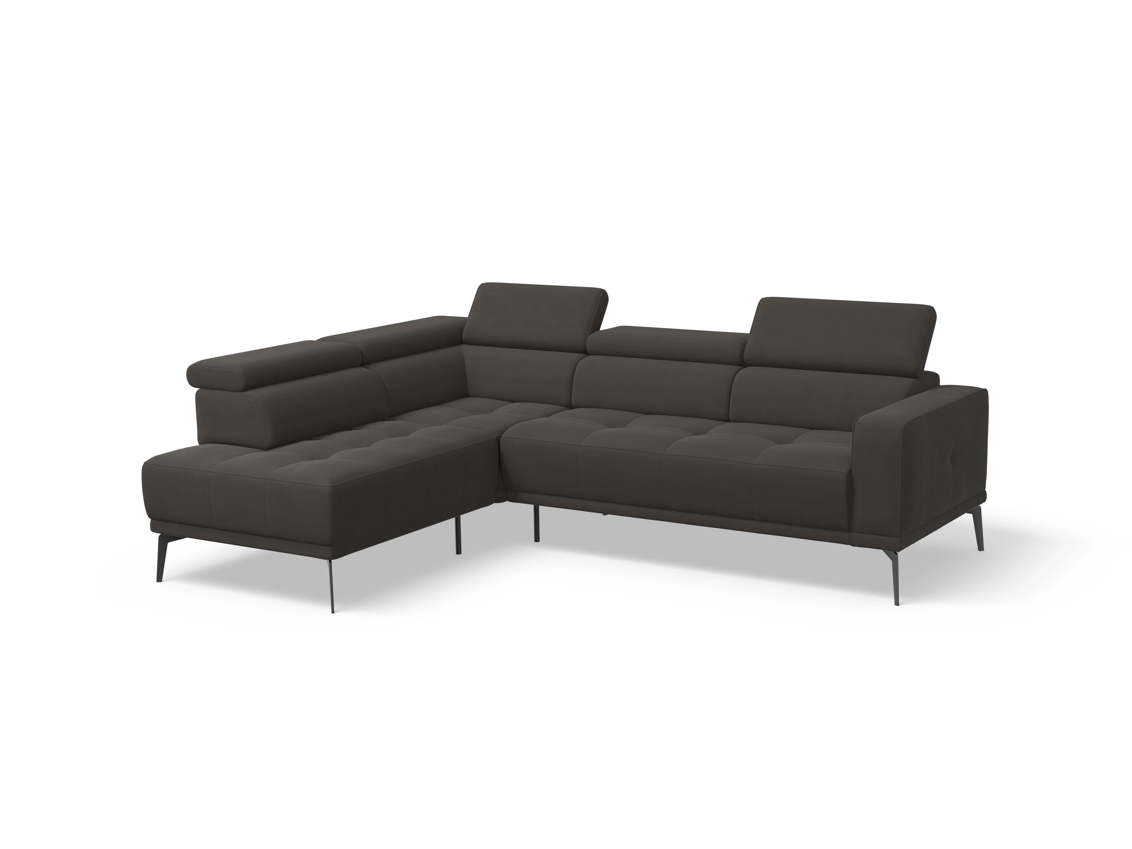 Ansicht des Produktes Marco Ecksofa links Abschluss offen in Stoff Braun