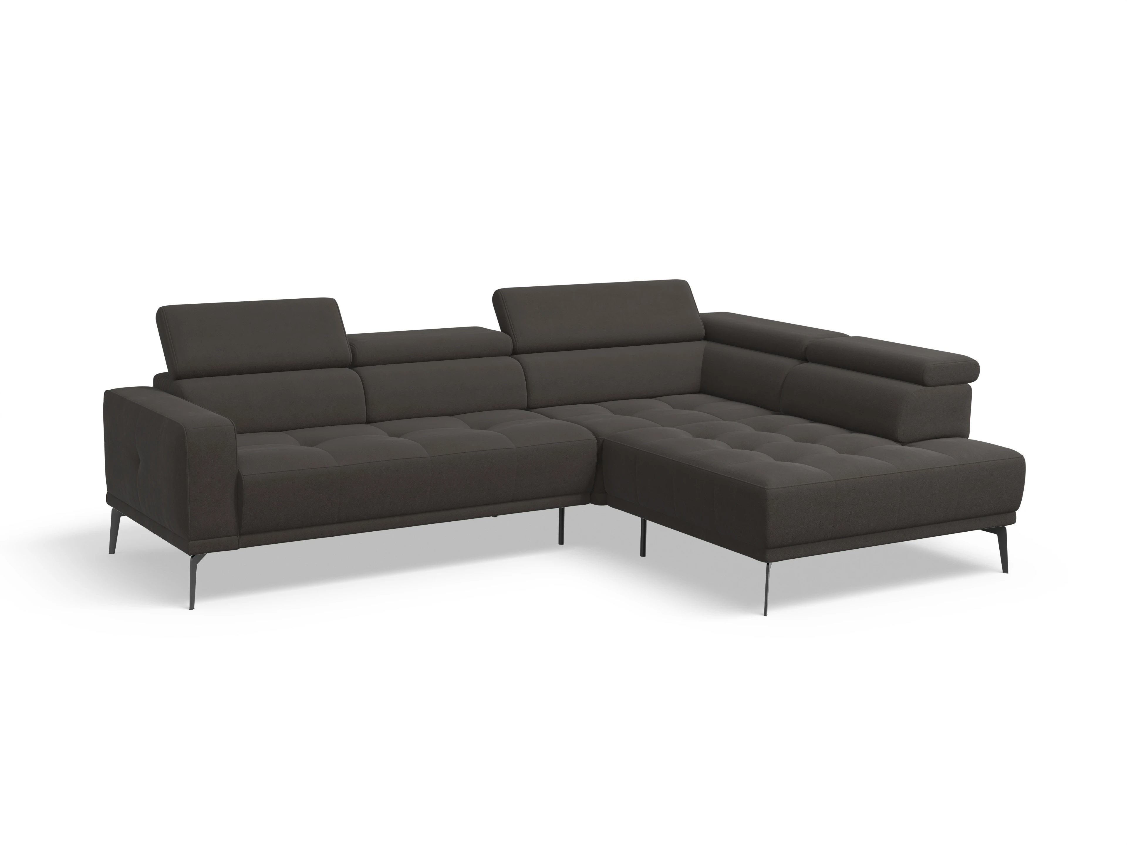 Ansicht des Produktes Marco Ecksofa rechts Abschluss offen in Stoff Braun