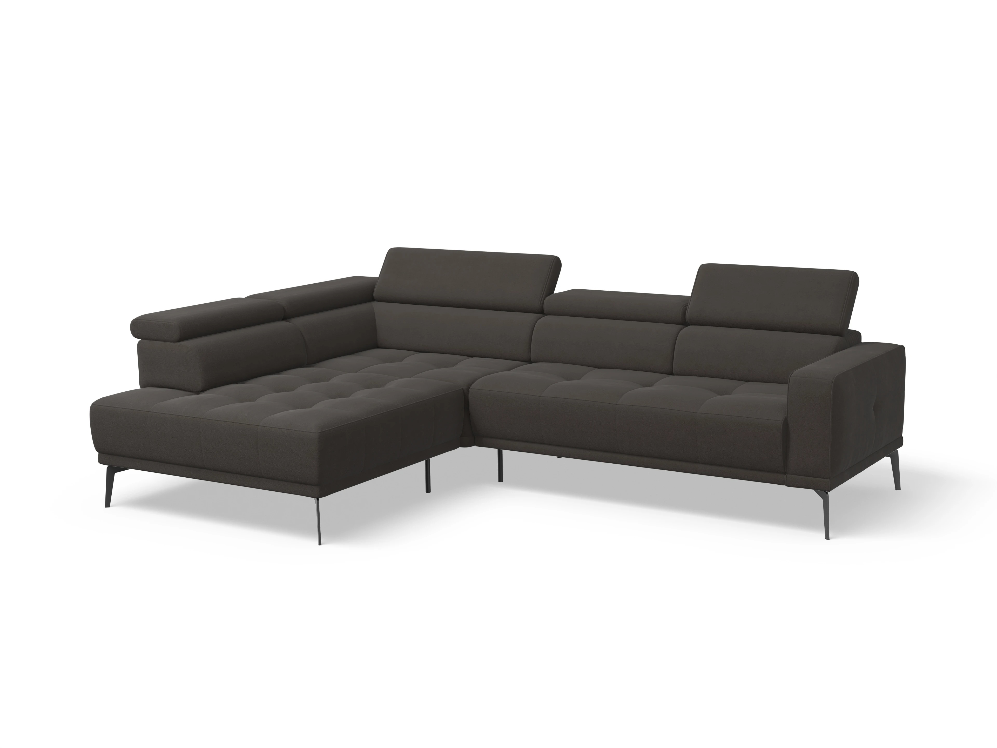 Ansicht des Produktes Marco Ecksofa links Abschluss offen in Stoff Braun
