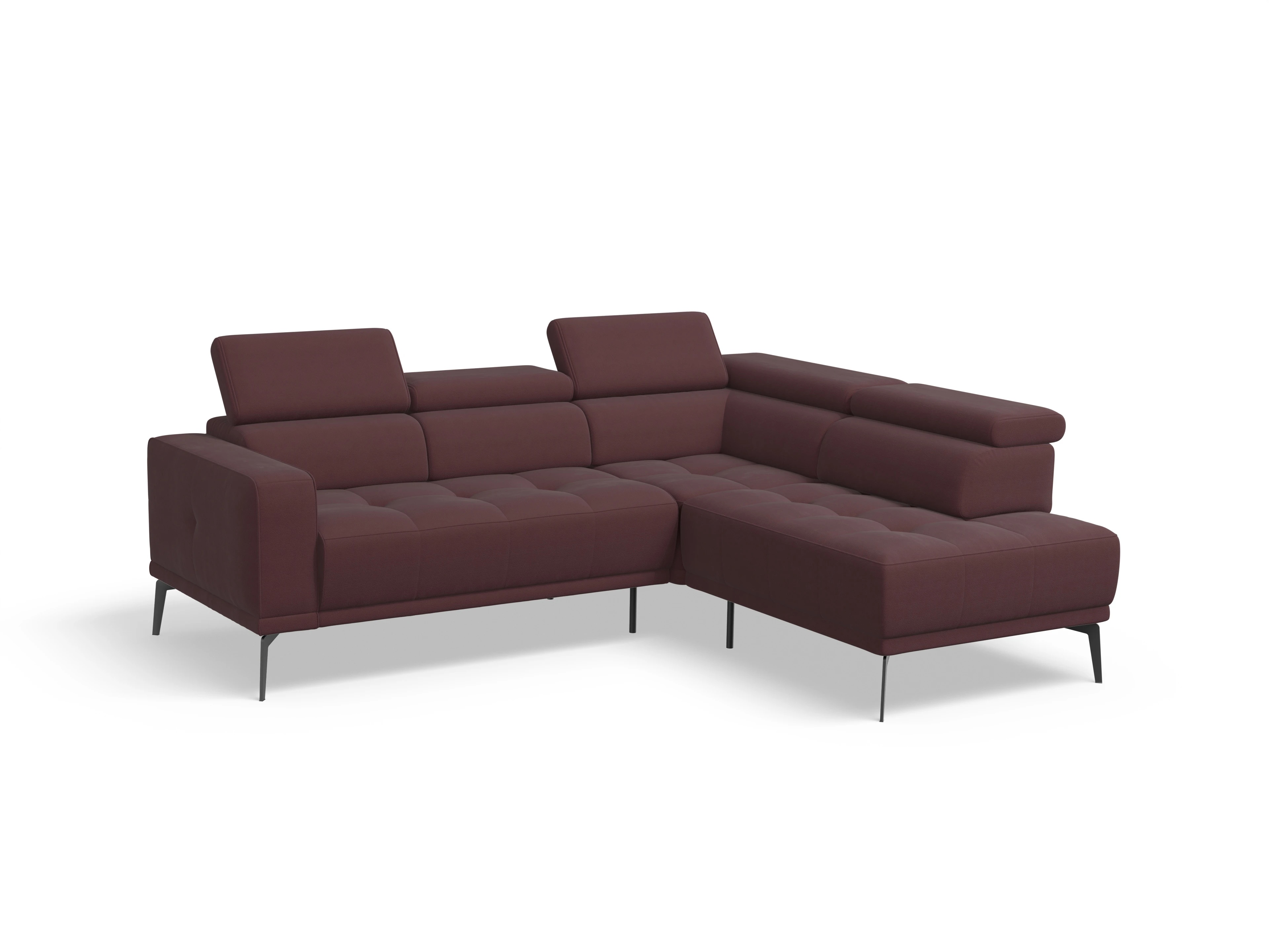 Marco Aho kl Small R Ansicht des Produktes Marco Ecksofa rechts Abschluss offen in Stoff Rot