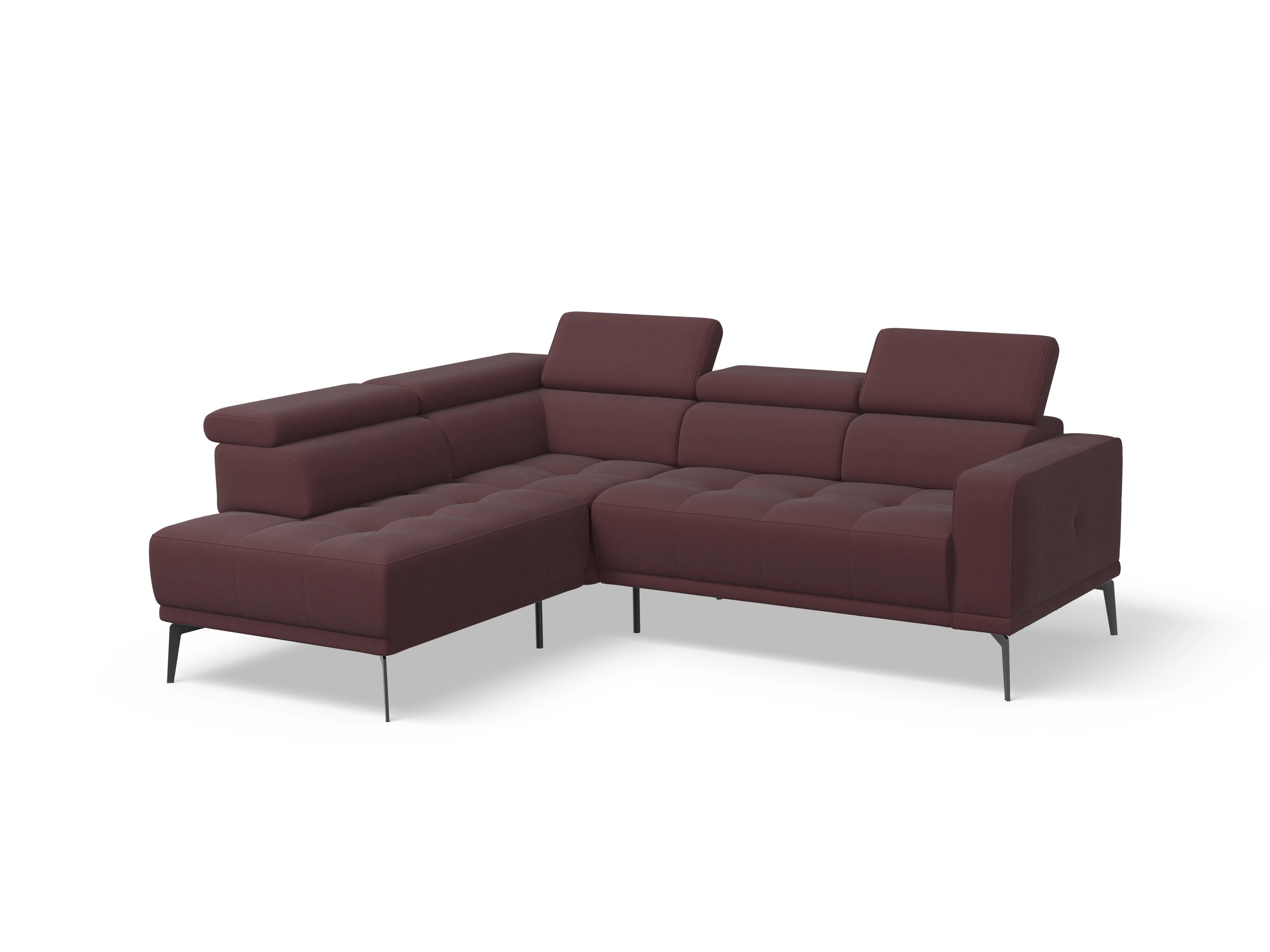 Marco Aho kl Small L Ansicht des Produktes Marco Ecksofa links Abschluss offen in Stoff Rot