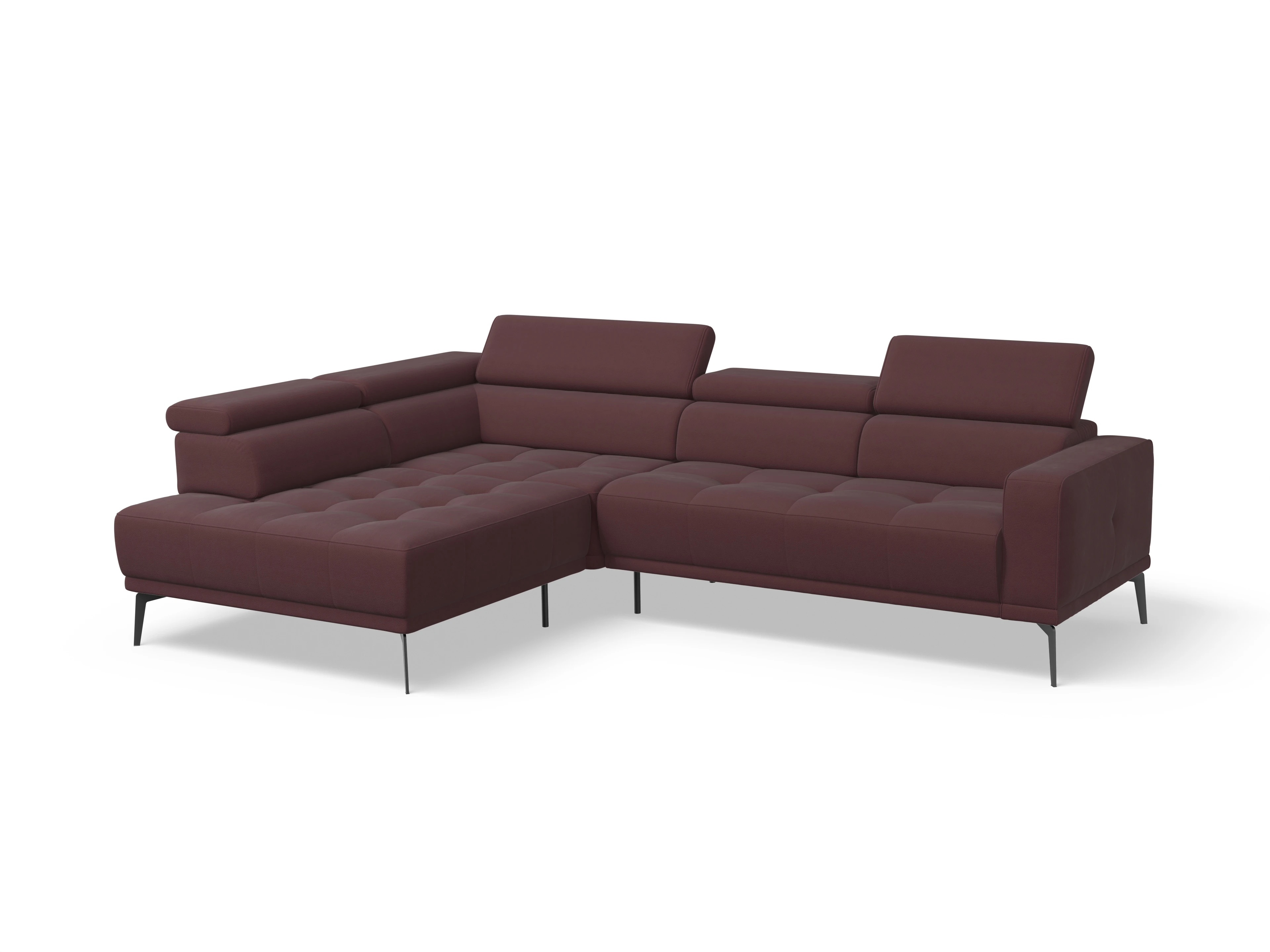 Ansicht des Produktes Marco Ecksofa links Abschluss offen in Stoff Rot