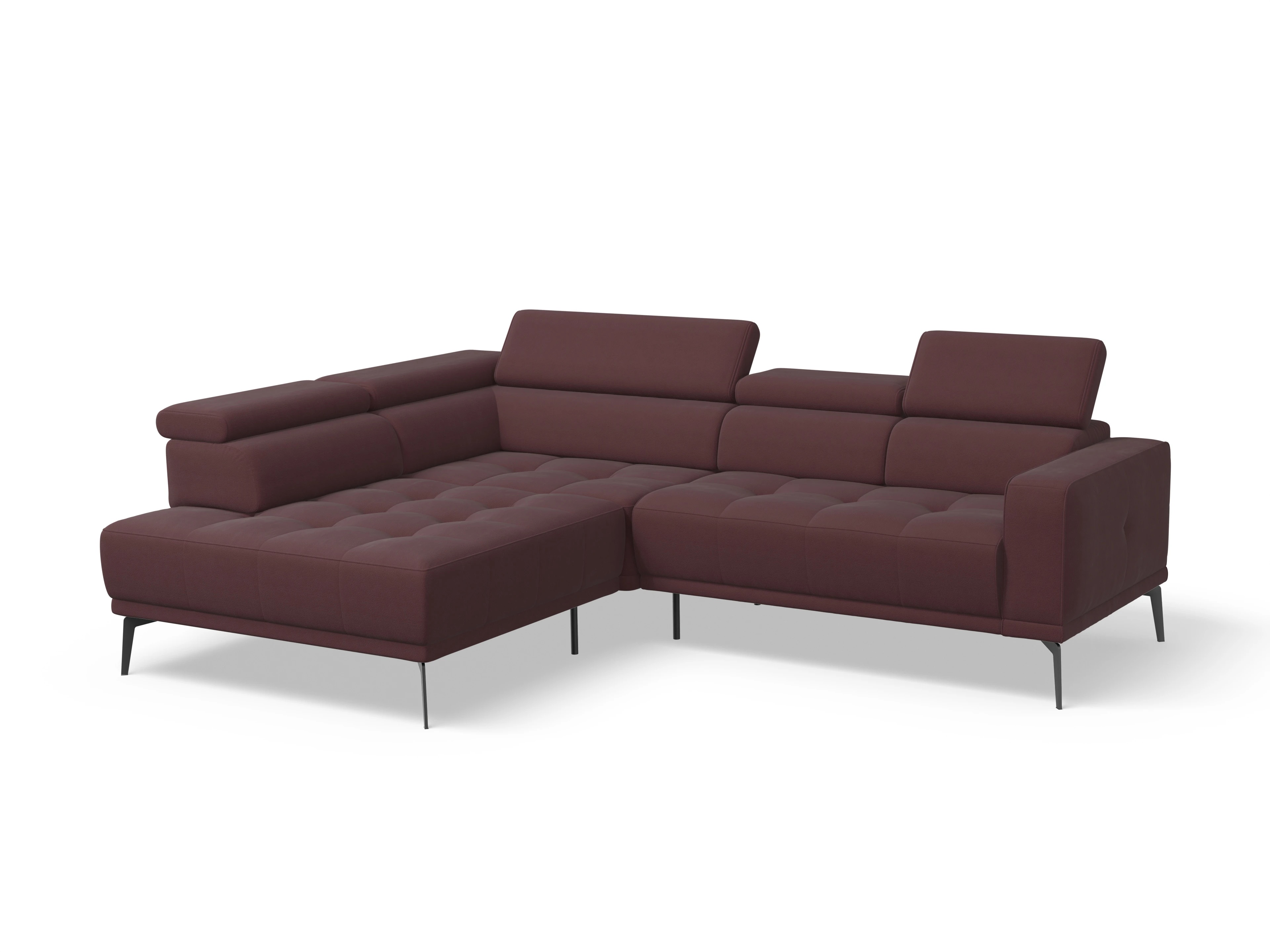 Ansicht des Produktes Marco Ecksofa links Abschluss offen in Stoff Rot