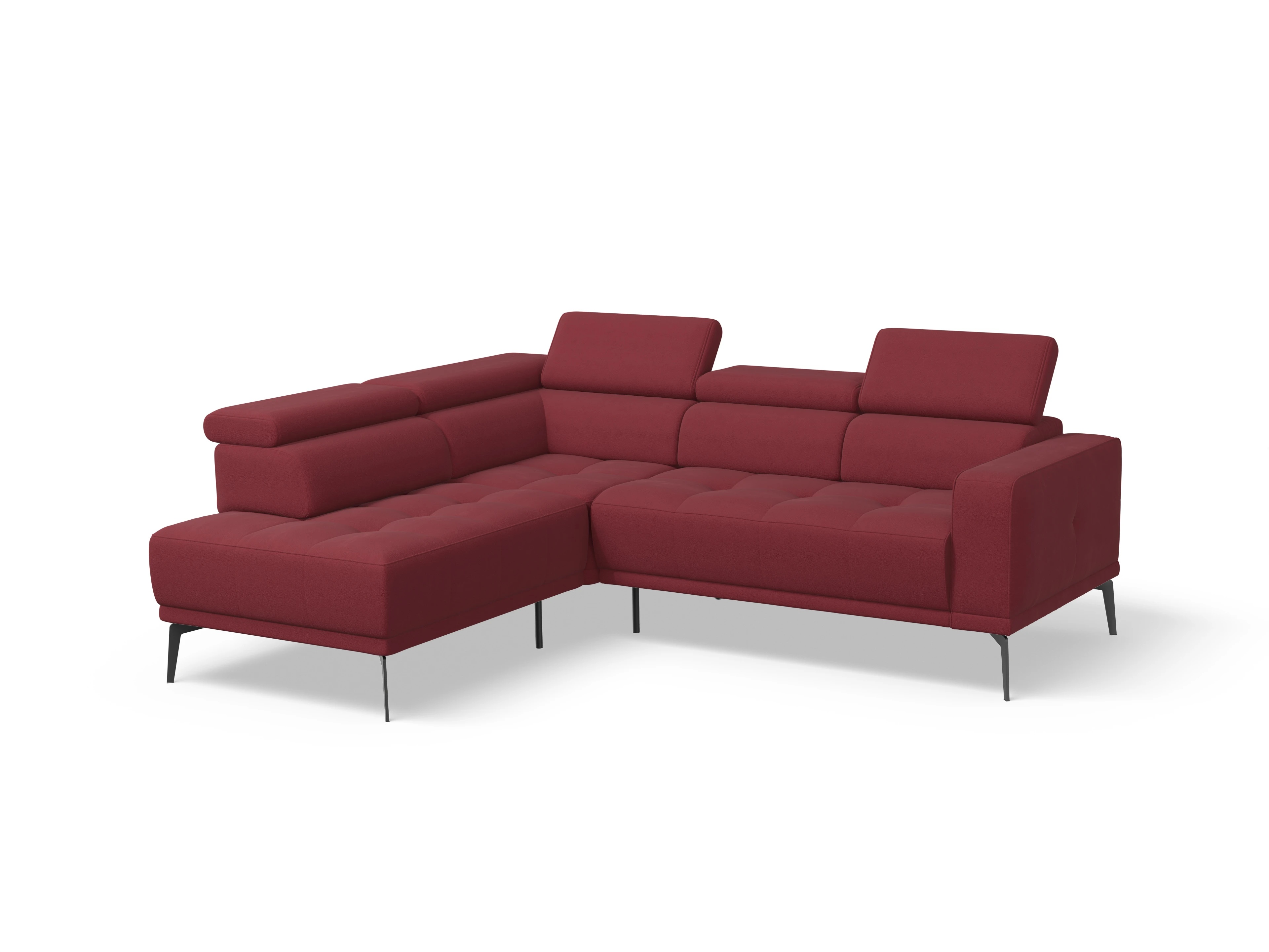 Ansicht des Produktes Marco Ecksofa links Abschluss offen in Stoff Rot