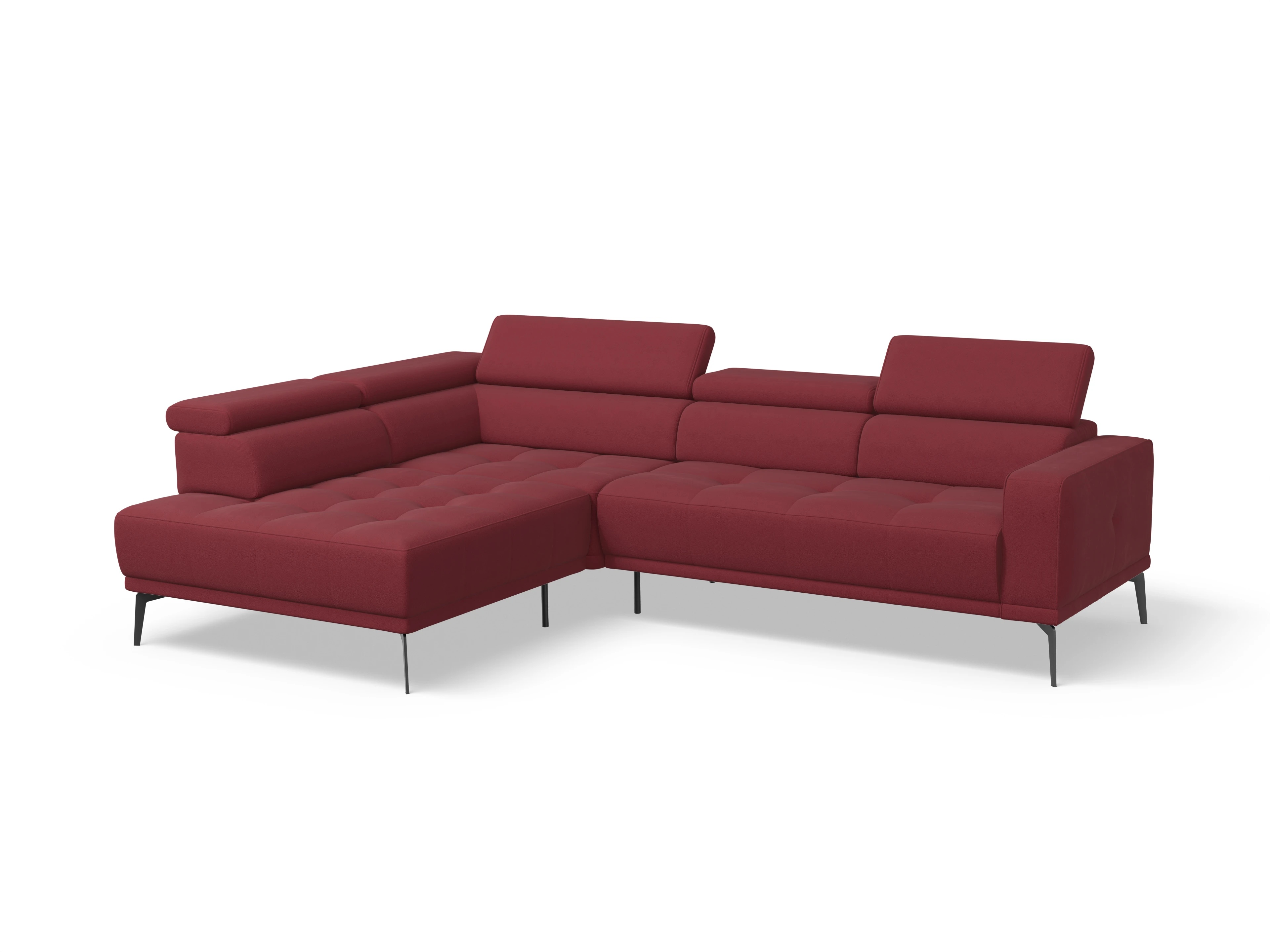 Ansicht des Produktes Marco Ecksofa links Abschluss offen in Stoff Rot
