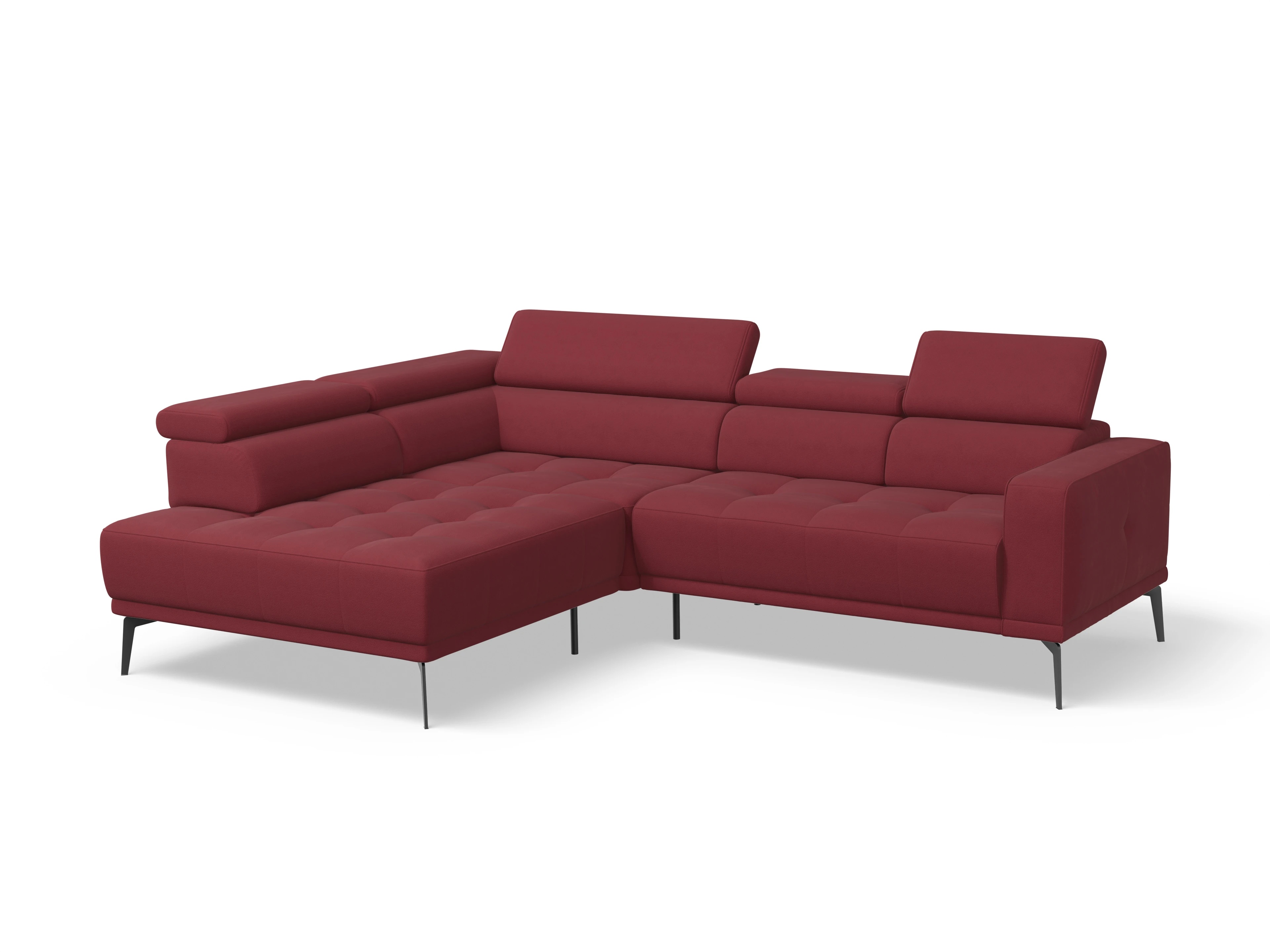 Ansicht des Produktes Marco Ecksofa links Abschluss offen in Stoff Rot