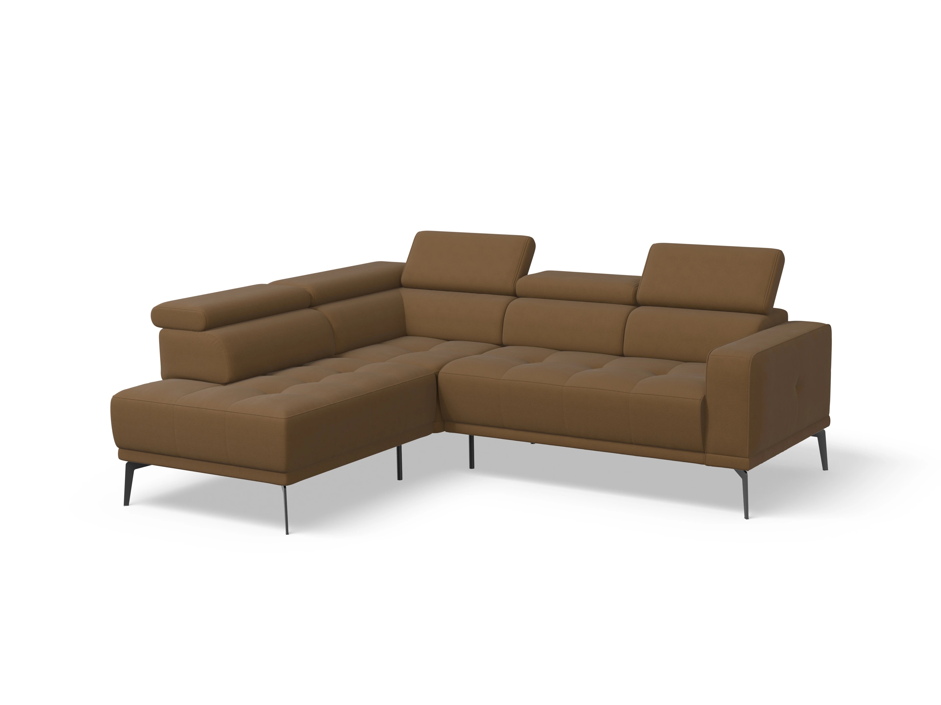 Ansicht des Produktes Marco Ecksofa links Abschluss offen in Stoff Gelb