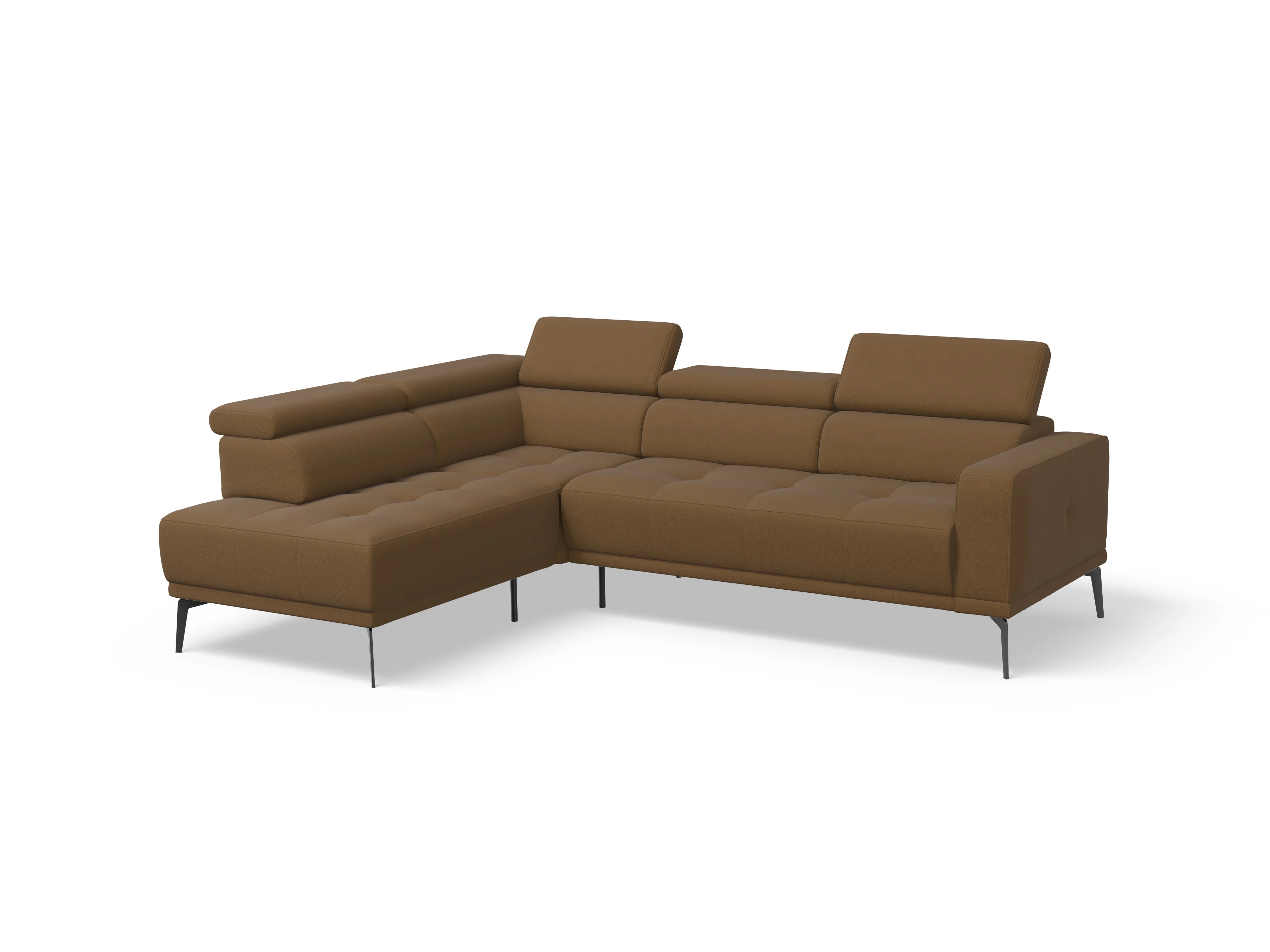 Ansicht des Produktes Marco Ecksofa links Abschluss offen in Stoff Gelb