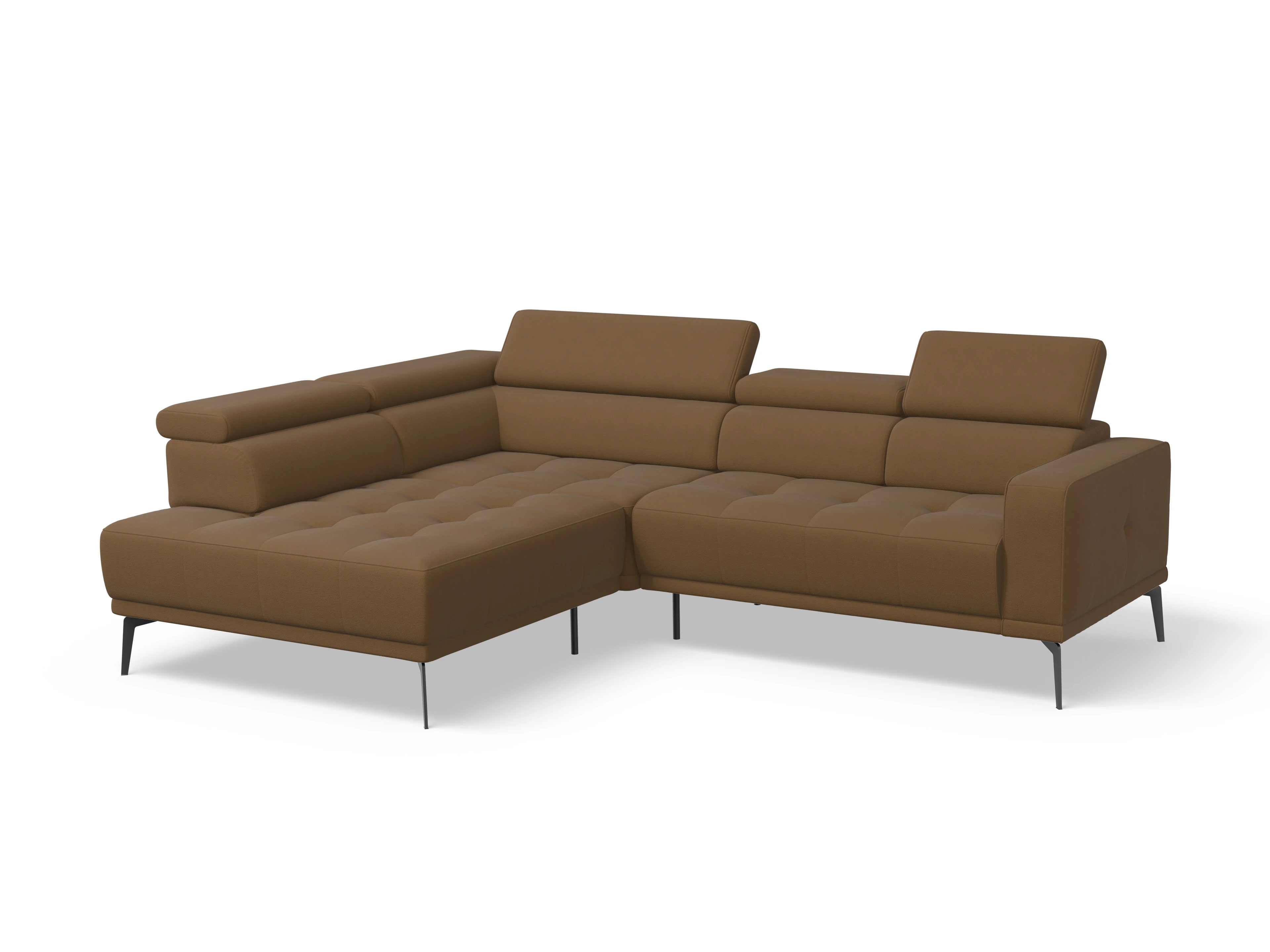 Ansicht des Produktes Marco Ecksofa links Abschluss offen in Stoff Gelb