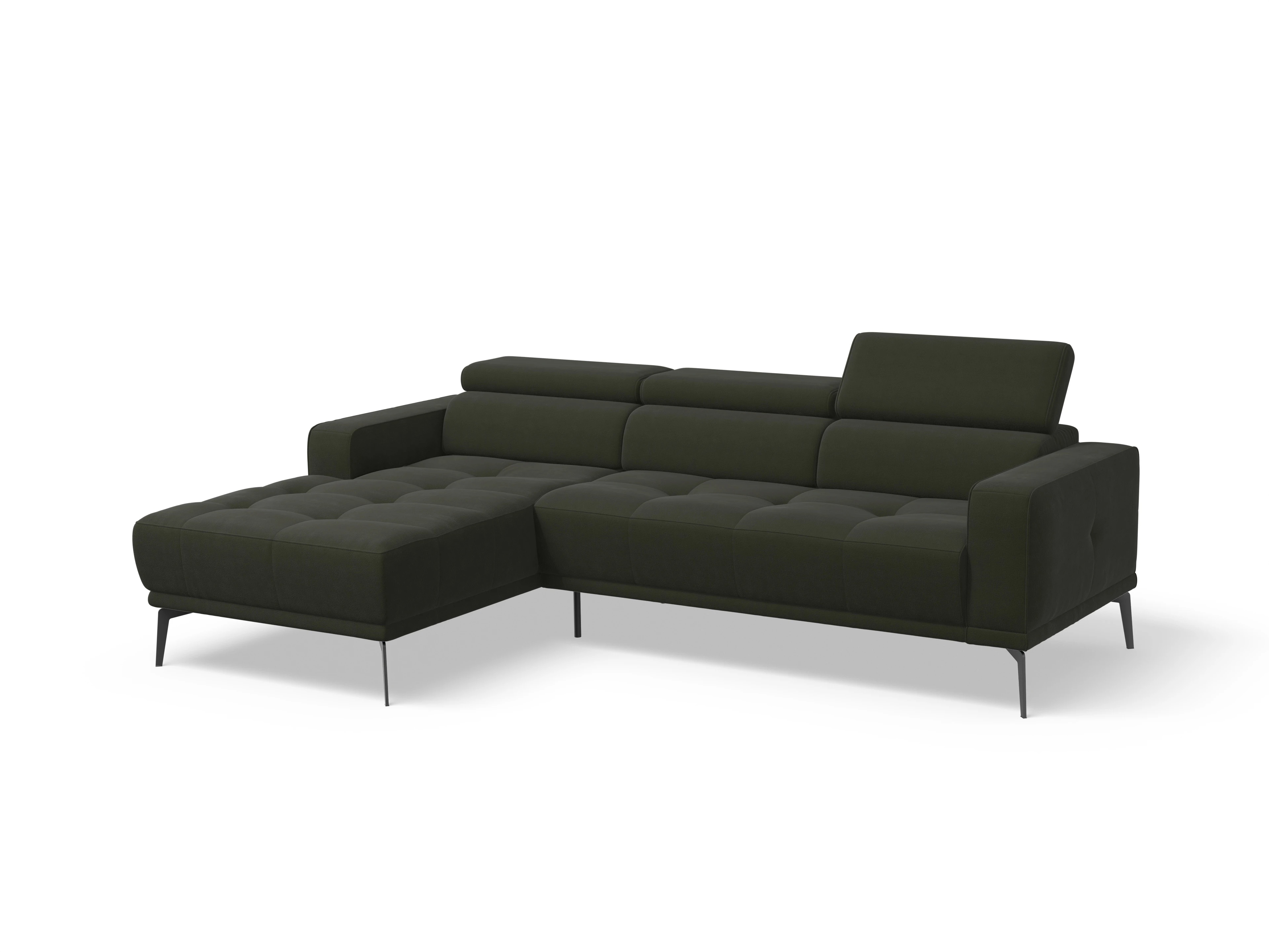 Ansicht des Produktes Marco Ecksofa links Abschluss offen in Stoff Grün