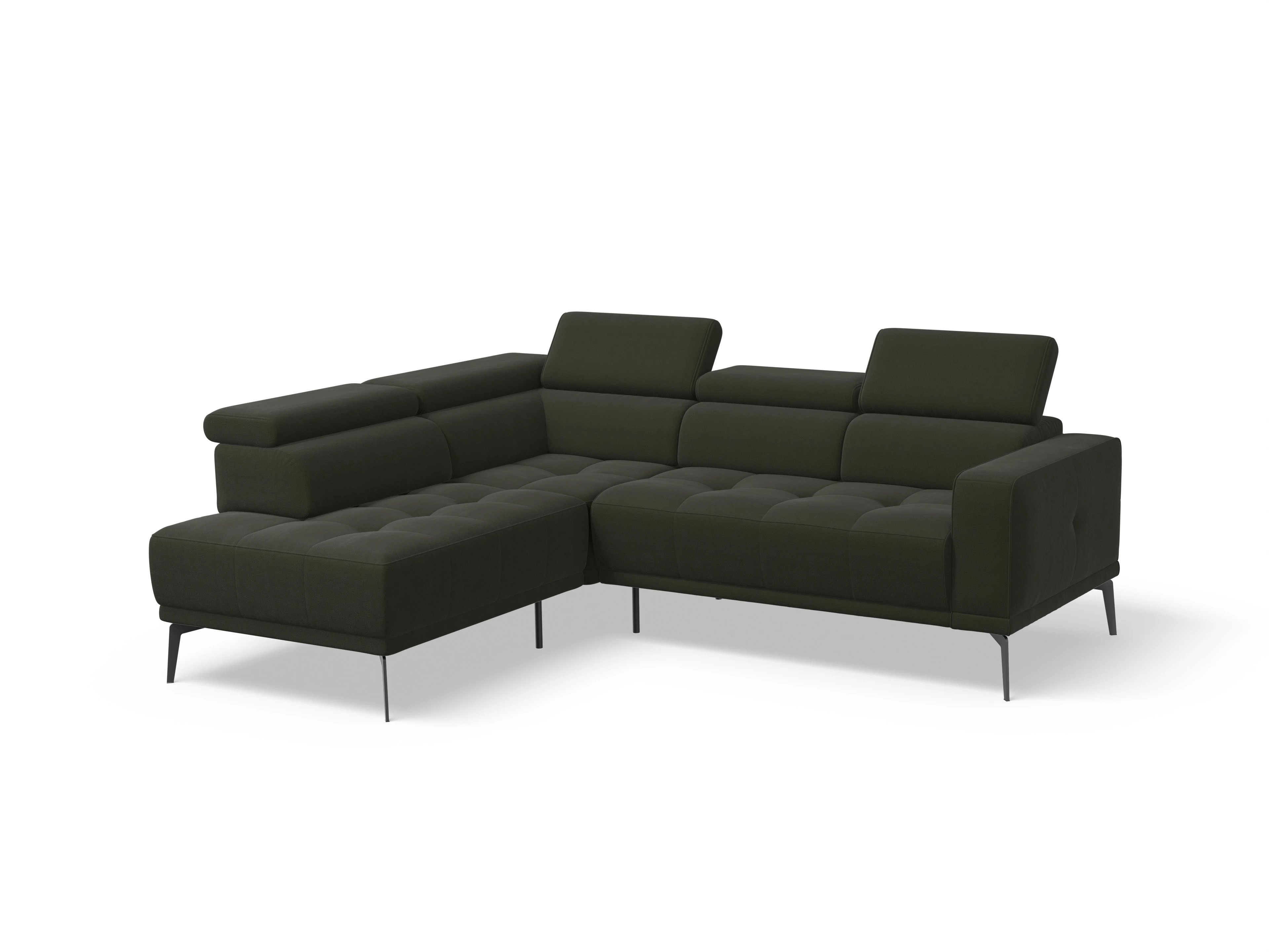 Ansicht des Produktes Marco Ecksofa links Abschluss offen in Stoff Grün