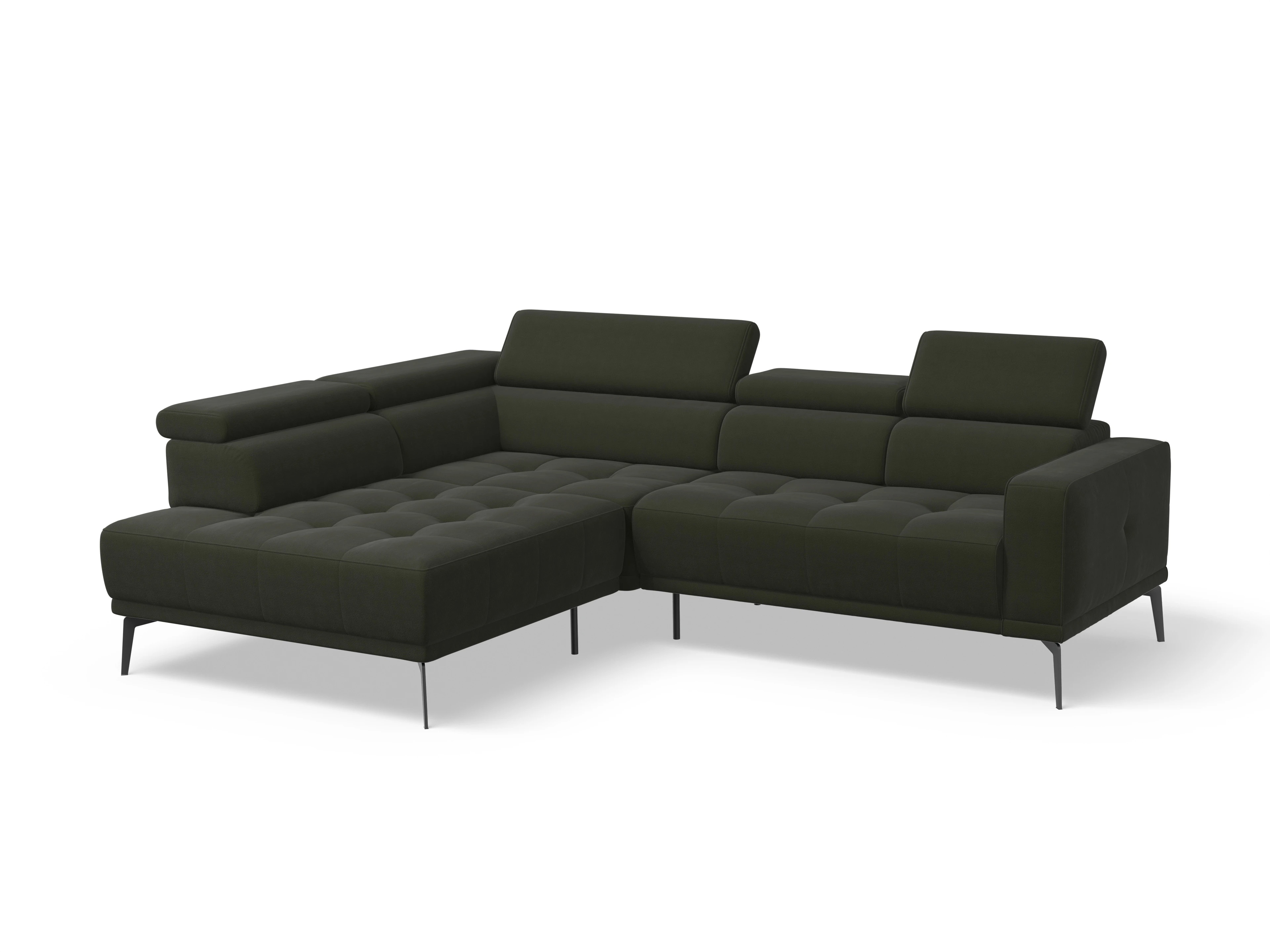 Ansicht des Produktes Marco Ecksofa links Abschluss offen in Stoff Grün