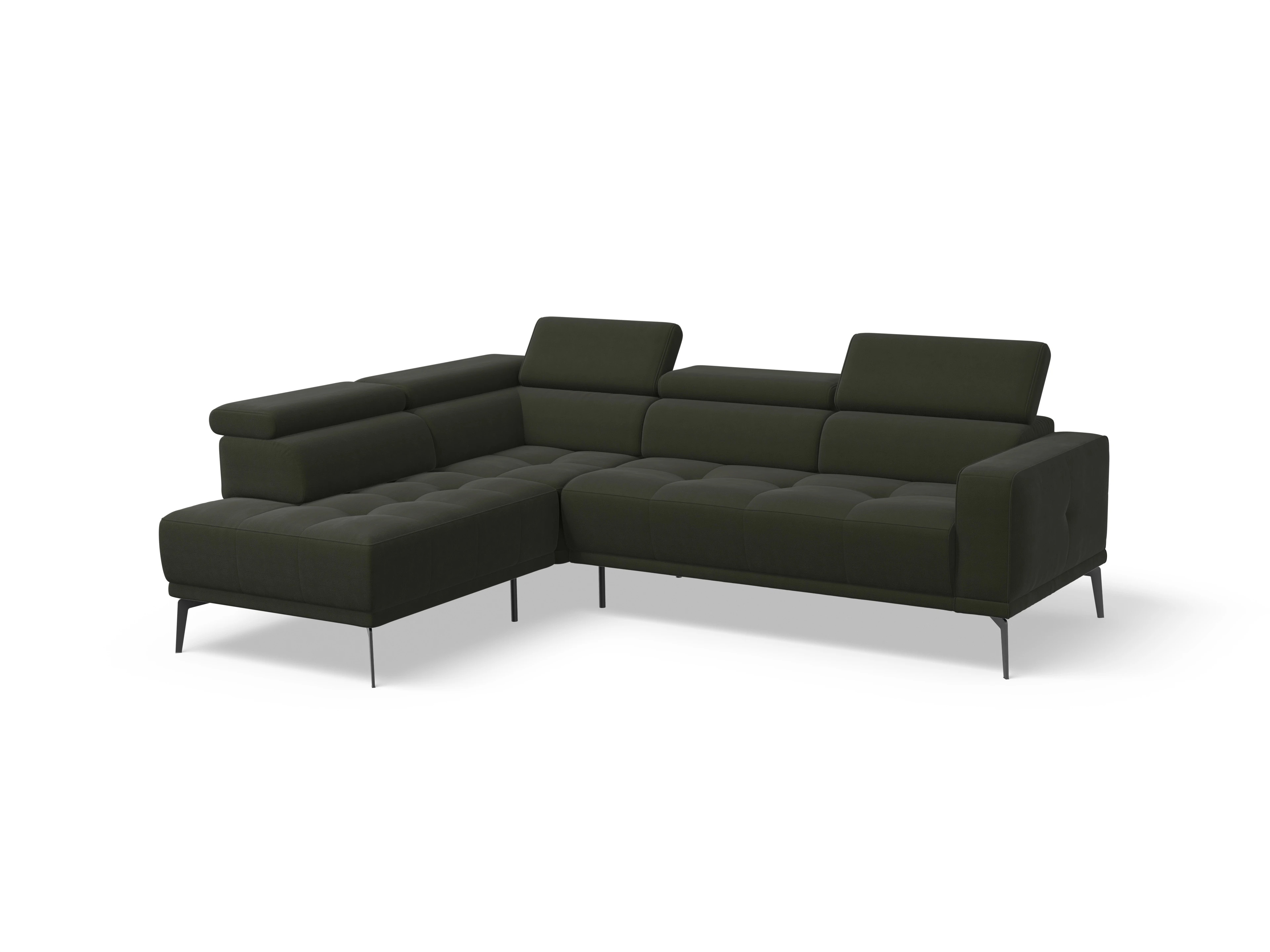 Ansicht des Produktes Marco Ecksofa links Abschluss offen in Stoff Grün