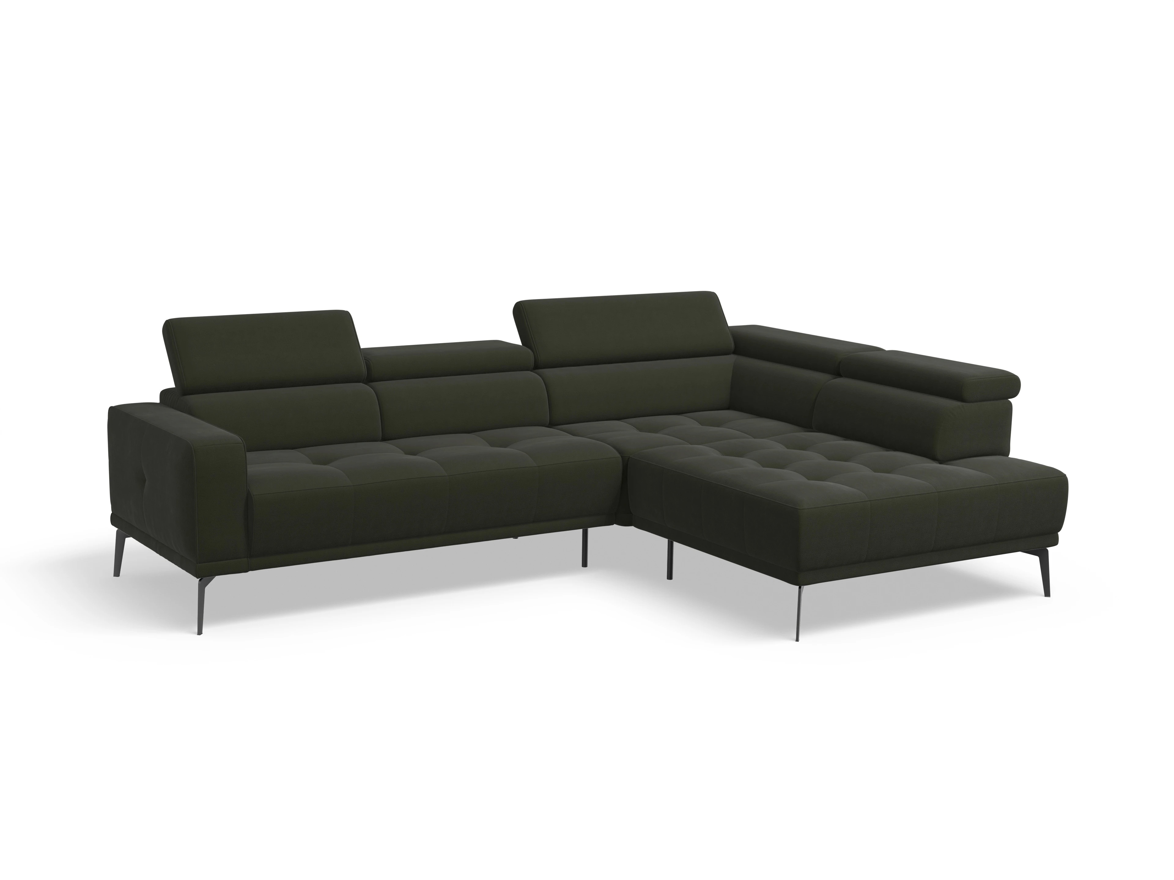 Marco Aho gr Medium R (mit Funktionen) Ansicht des Produktes Marco Ecksofa rechts Abschluss offen in Stoff Grün