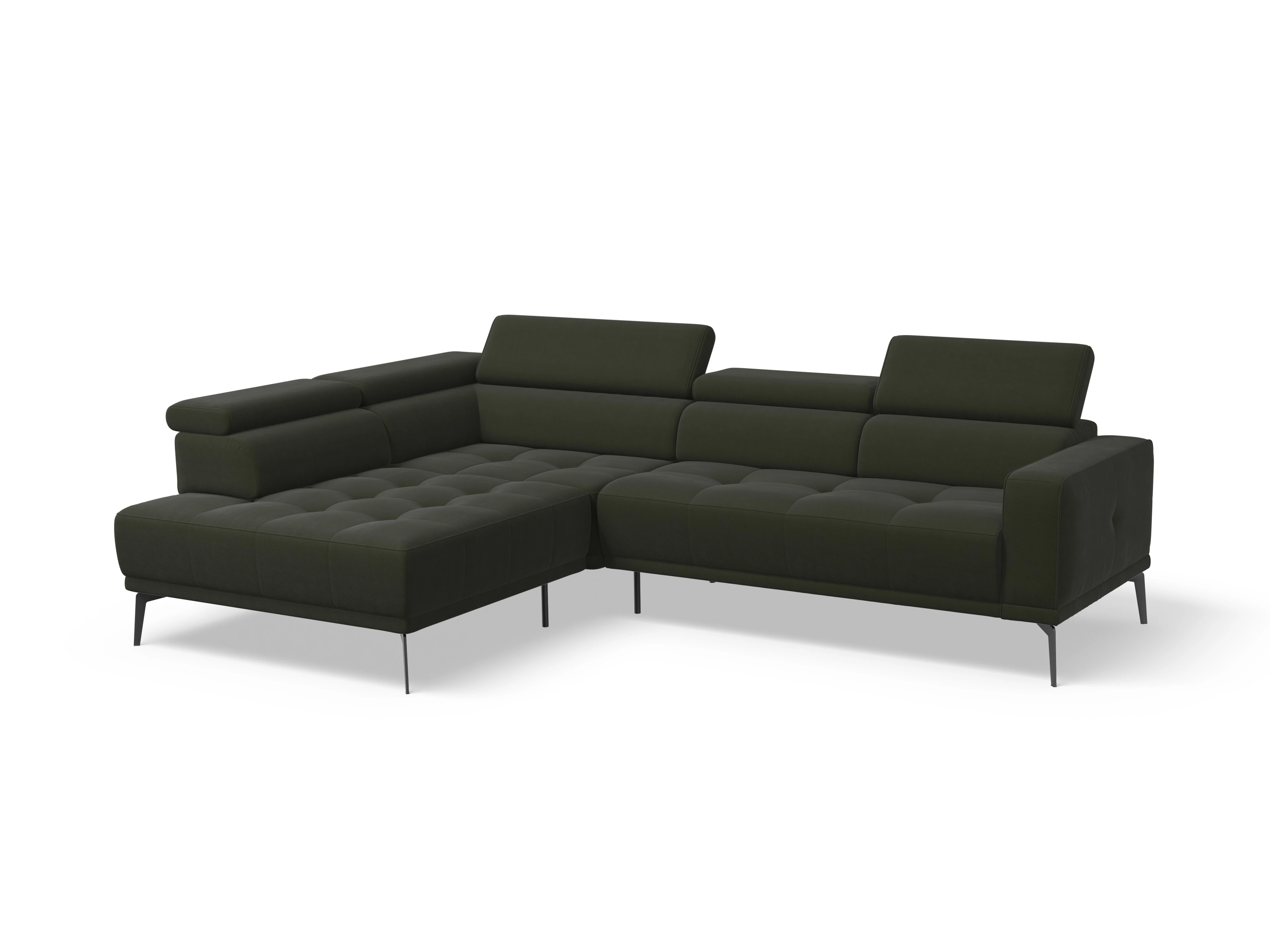 Ansicht des Produktes Marco Ecksofa links Abschluss offen in Stoff Grün