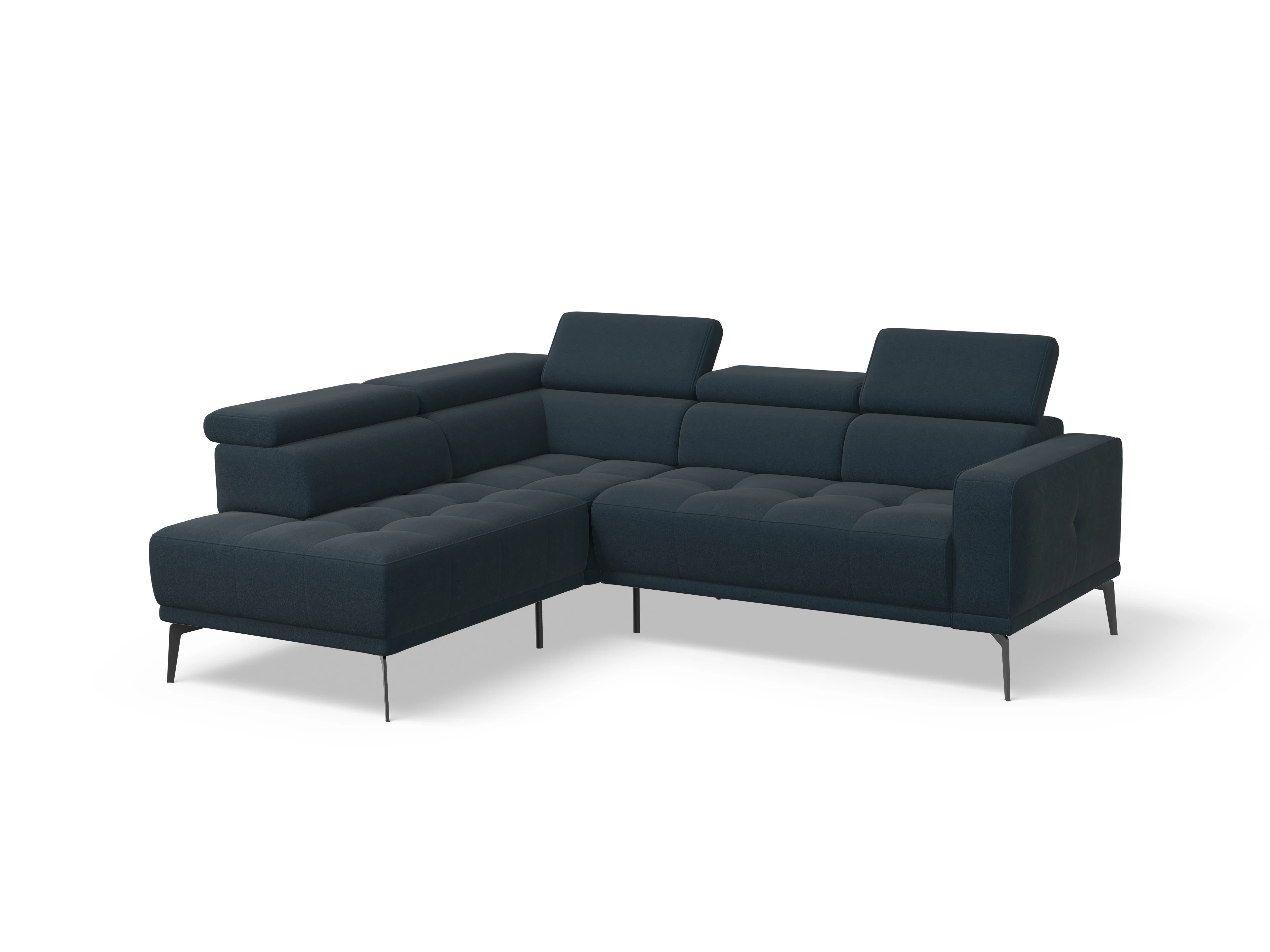 Ansicht des Produktes Marco Ecksofa links Abschluss offen in Stoff Blau