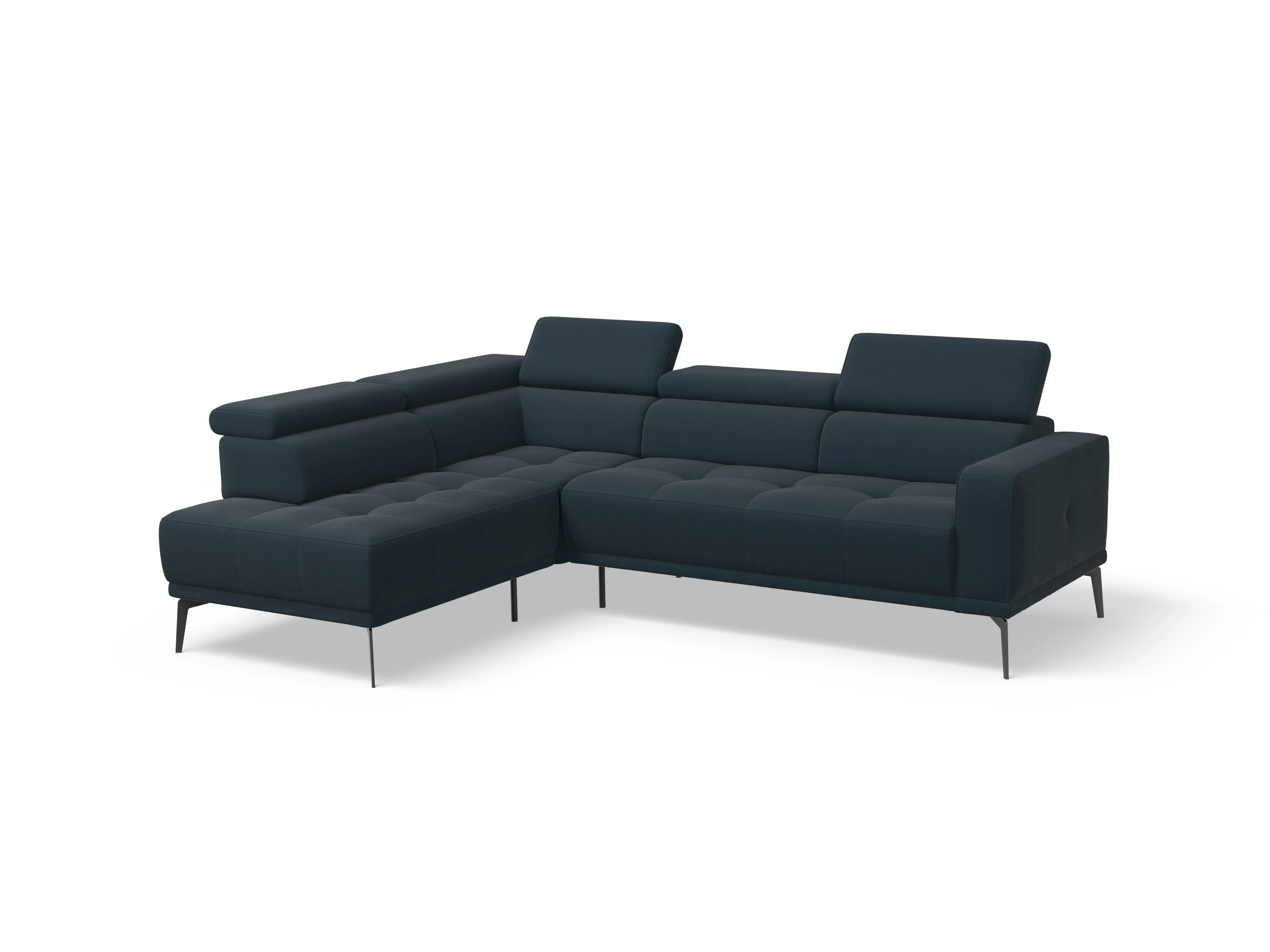 Ansicht des Produktes Marco Ecksofa links Abschluss offen in Stoff Blau