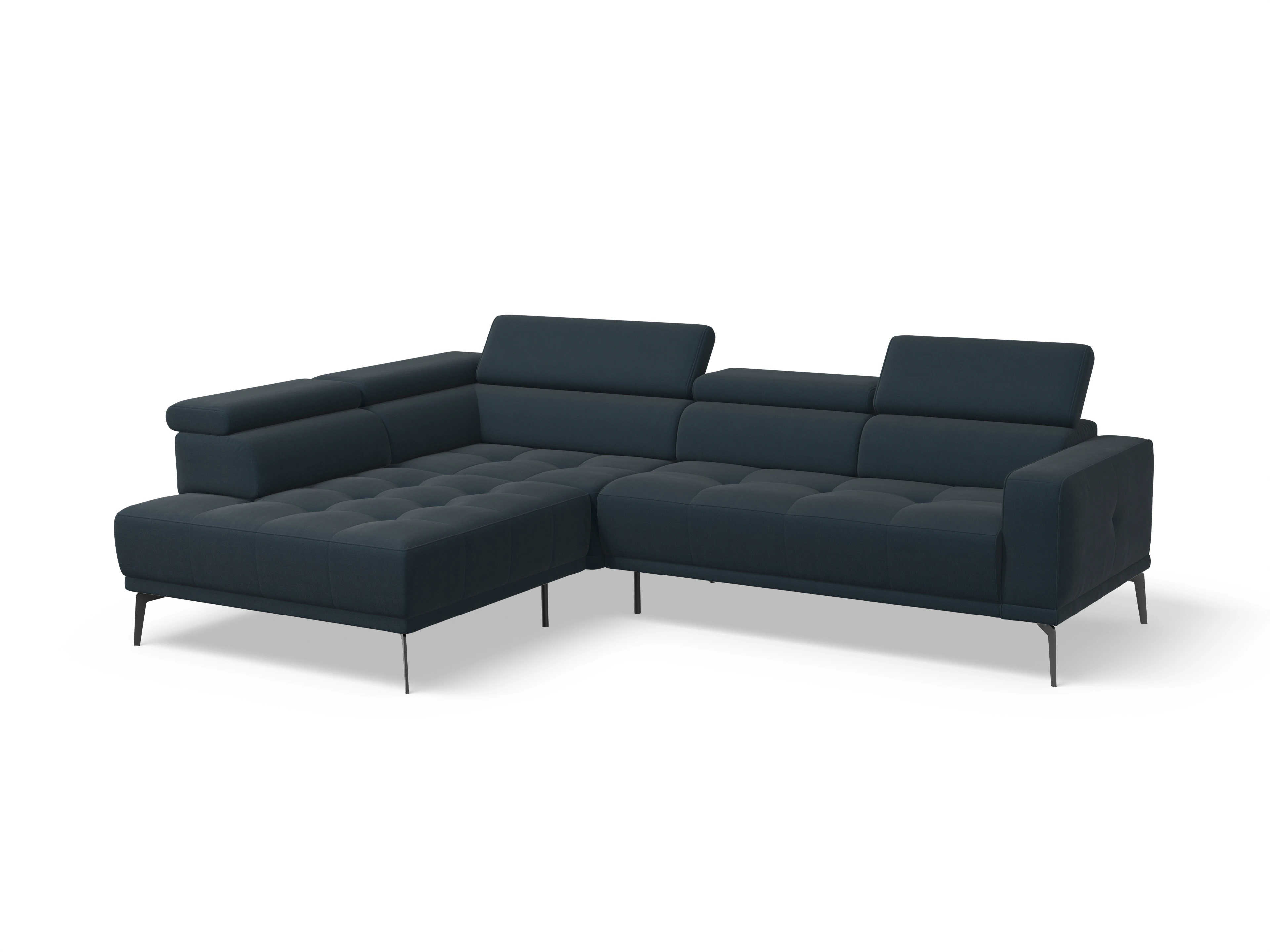 Ansicht des Produktes Marco Ecksofa links Abschluss offen in Stoff Blau