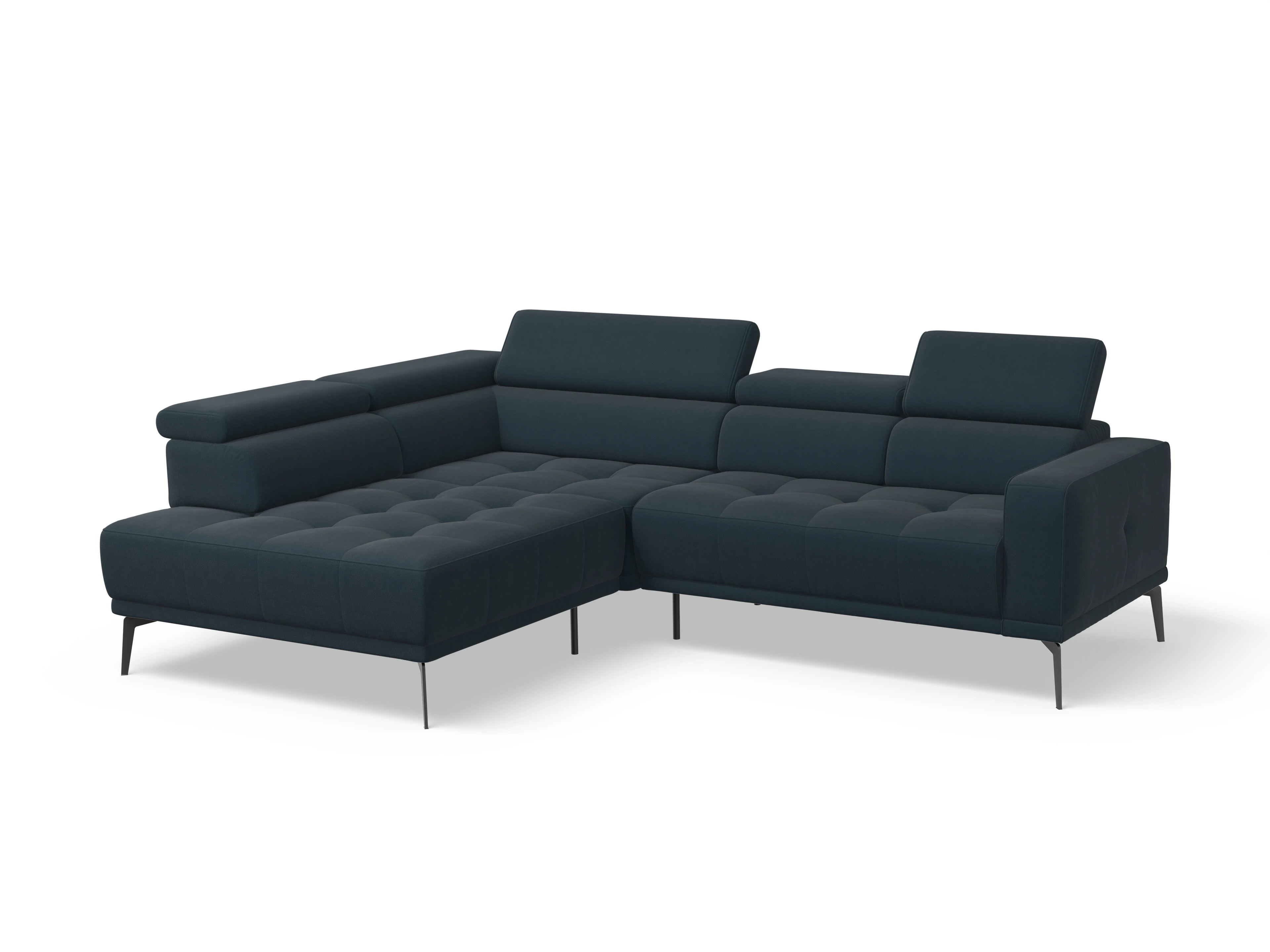 Ansicht des Produktes Marco Ecksofa links Abschluss offen in Stoff Blau
