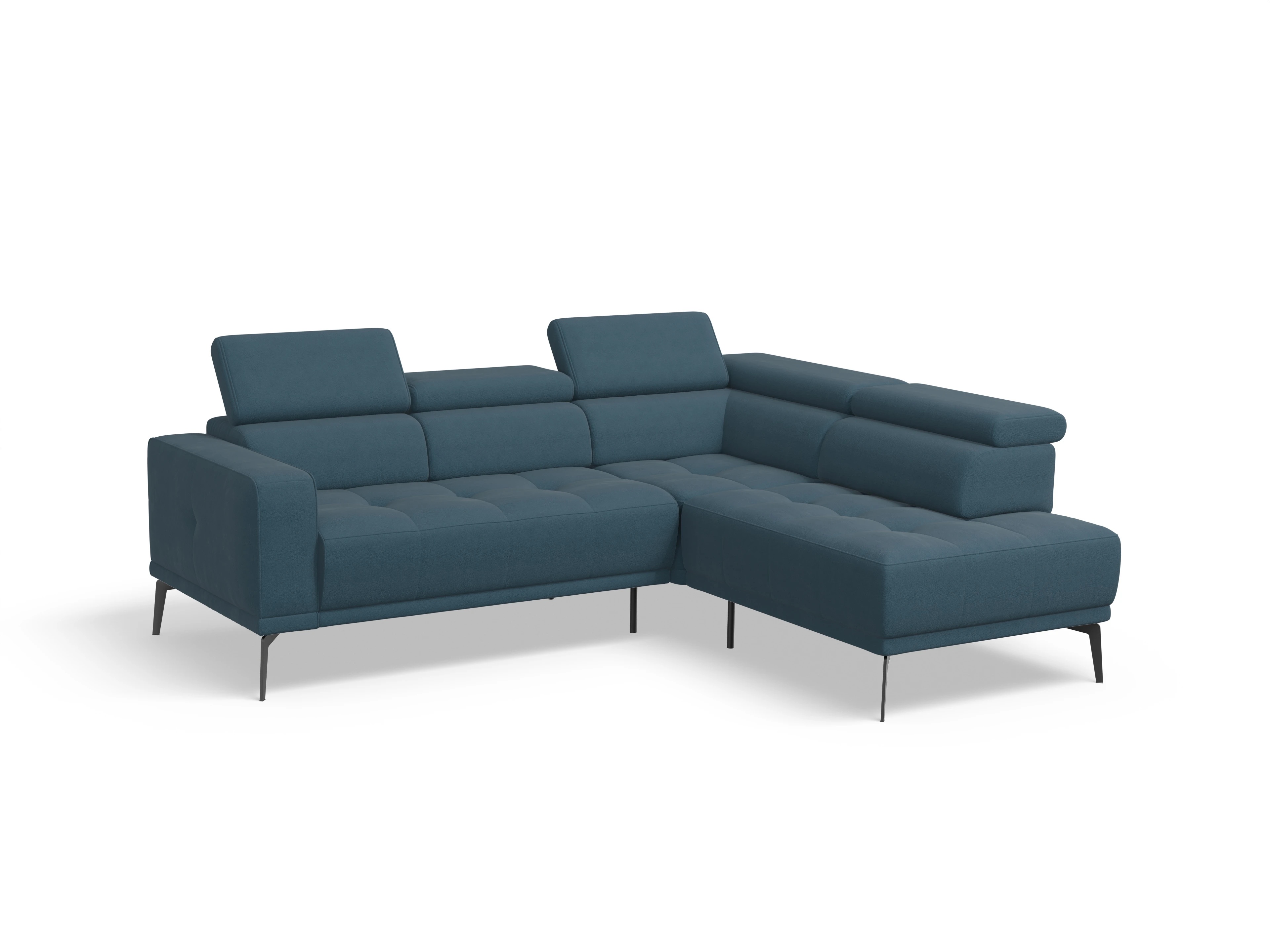 Marco Aho kl Small R Ansicht des Produktes Marco Ecksofa rechts Abschluss offen in Stoff Blau