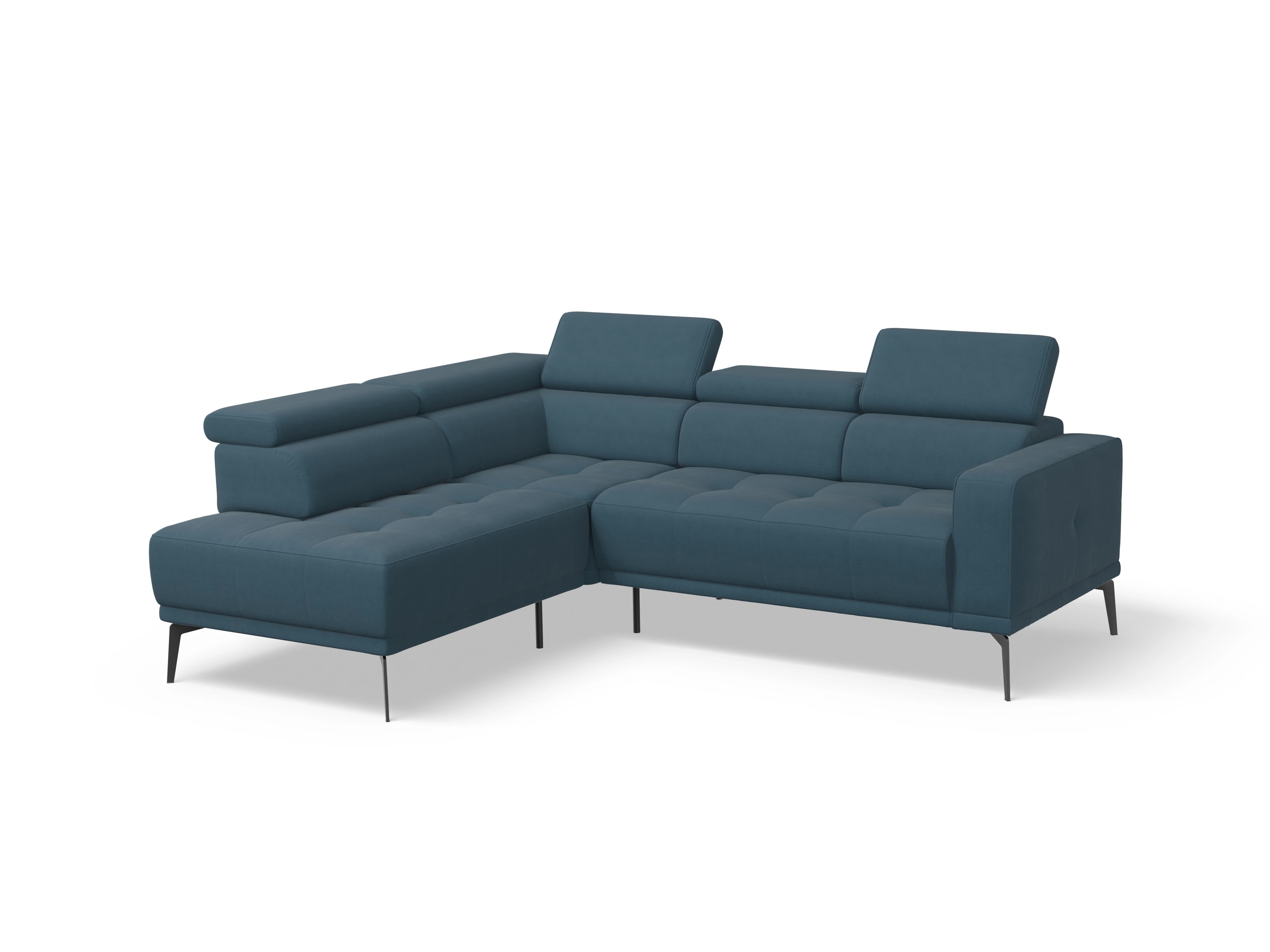Ansicht des Produktes Marco Ecksofa links Abschluss offen in Stoff Blau