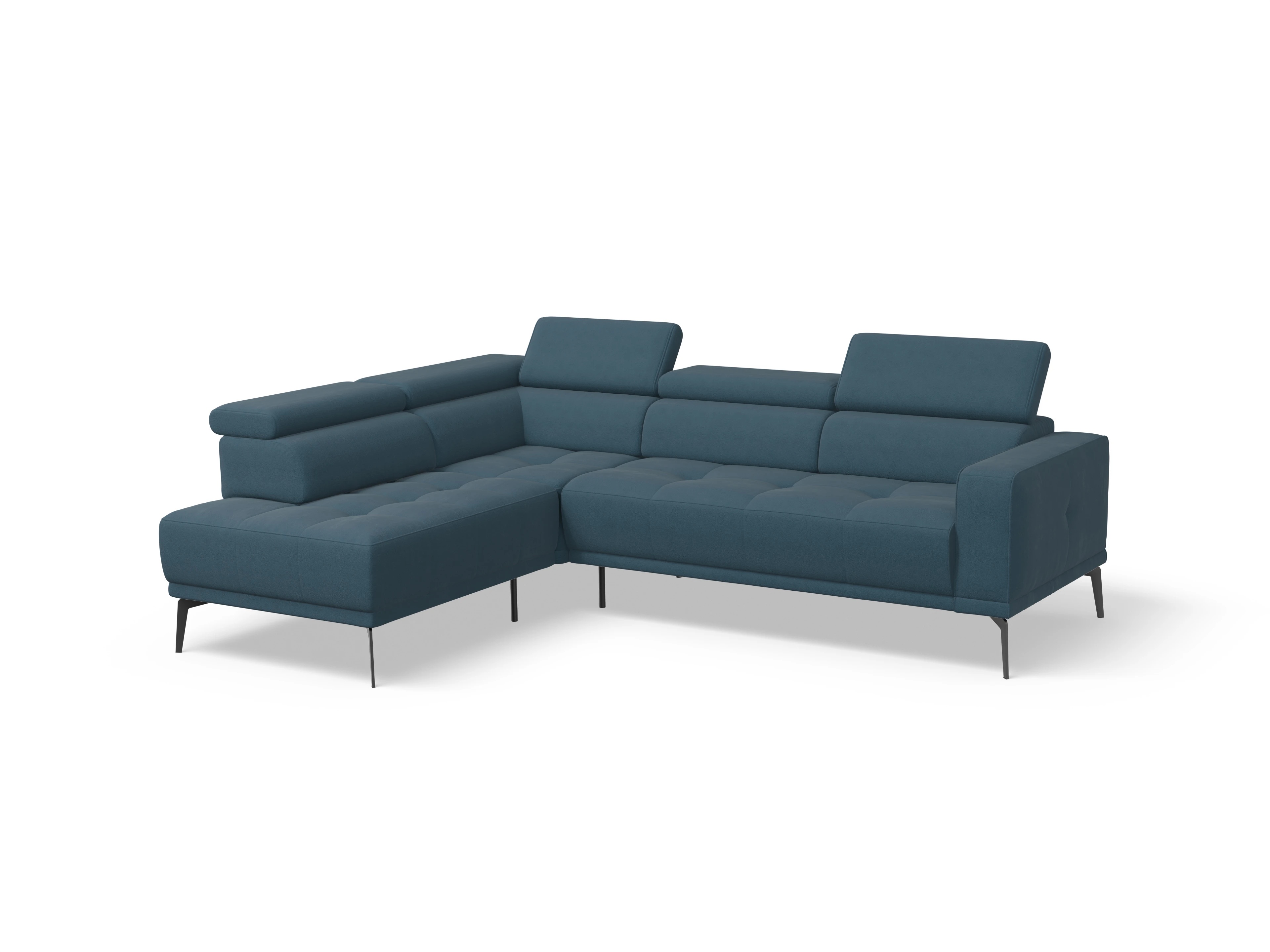 Ansicht des Produktes Marco Ecksofa links Abschluss offen in Stoff Blau