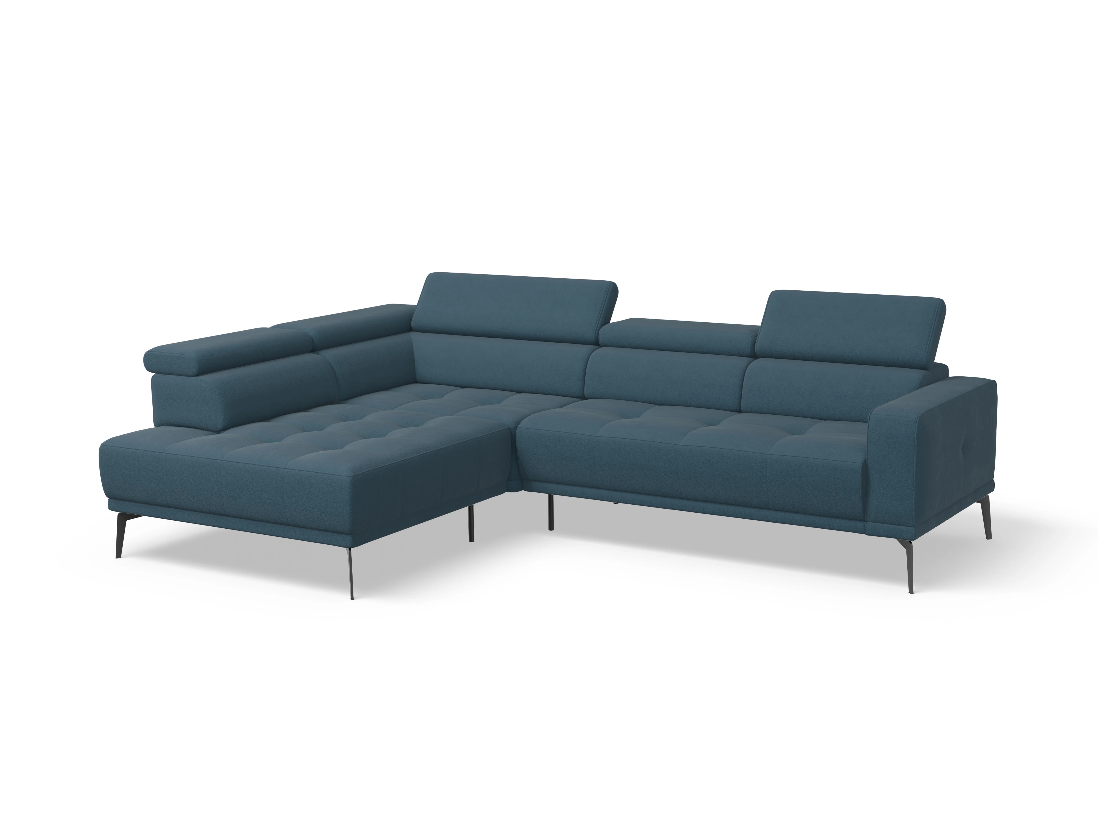 Ansicht des Produktes Marco Ecksofa links Abschluss offen in Stoff Blau