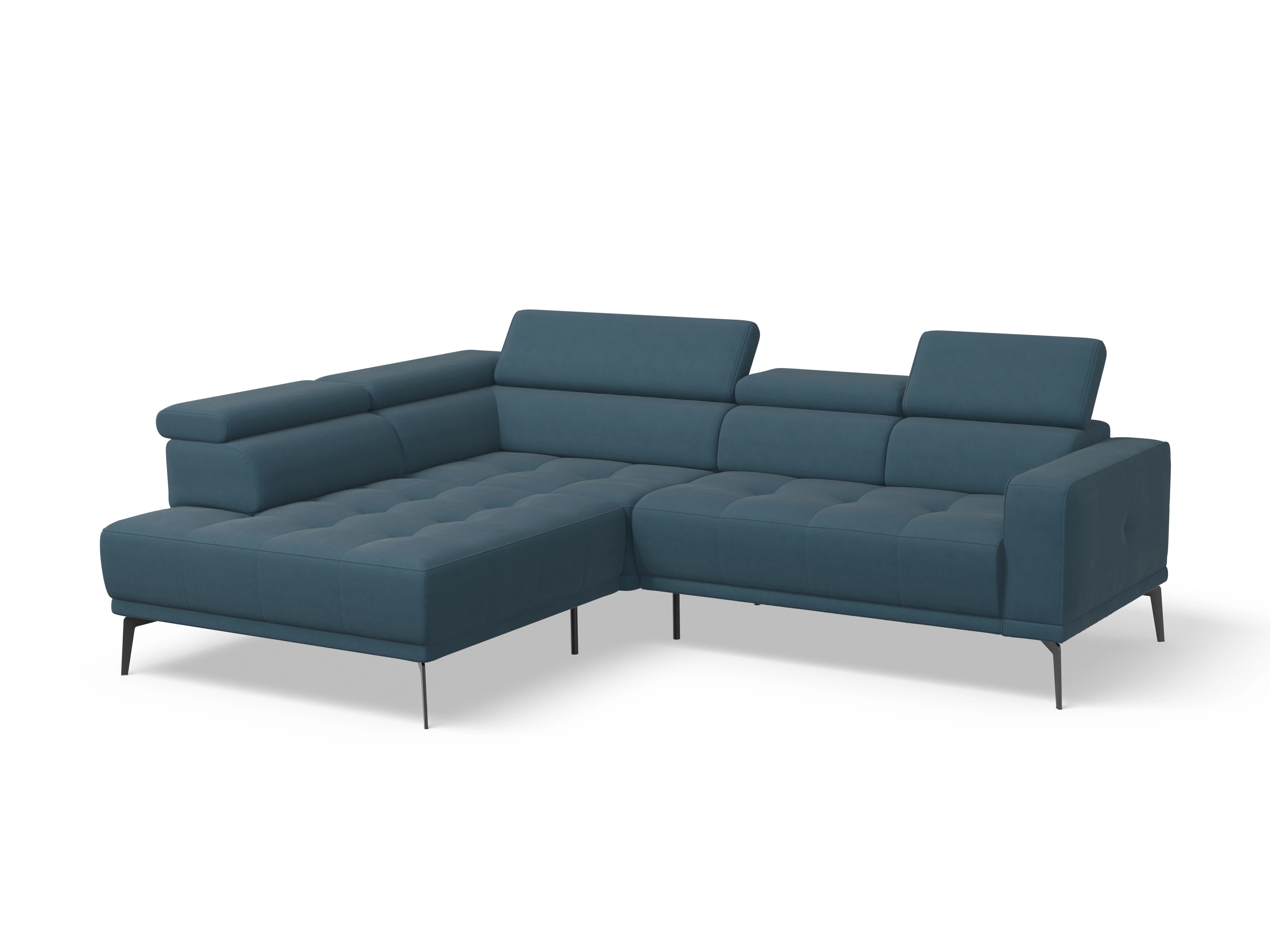 Ansicht des Produktes Marco Ecksofa links Abschluss offen in Stoff Blau