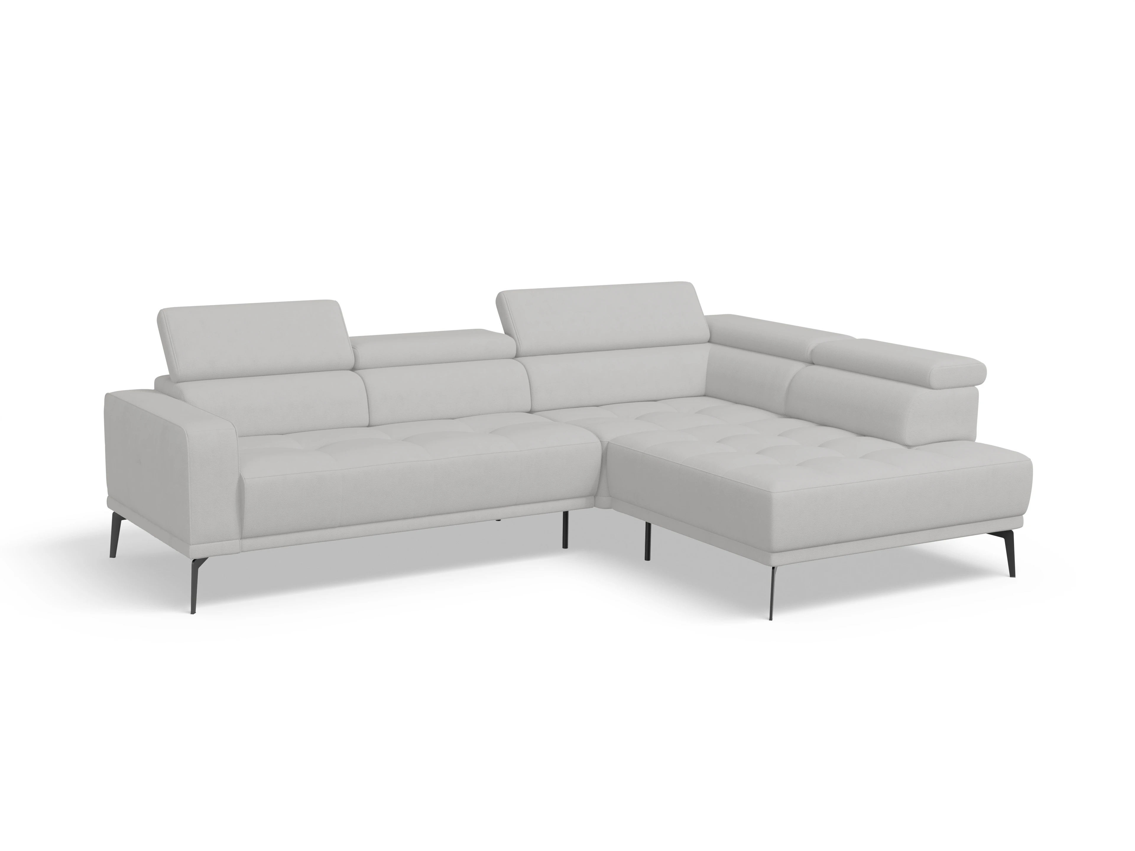 Marco Aho gr Medium R Ansicht des Produktes Marco Ecksofa rechts Abschluss offen in Stoff Grau