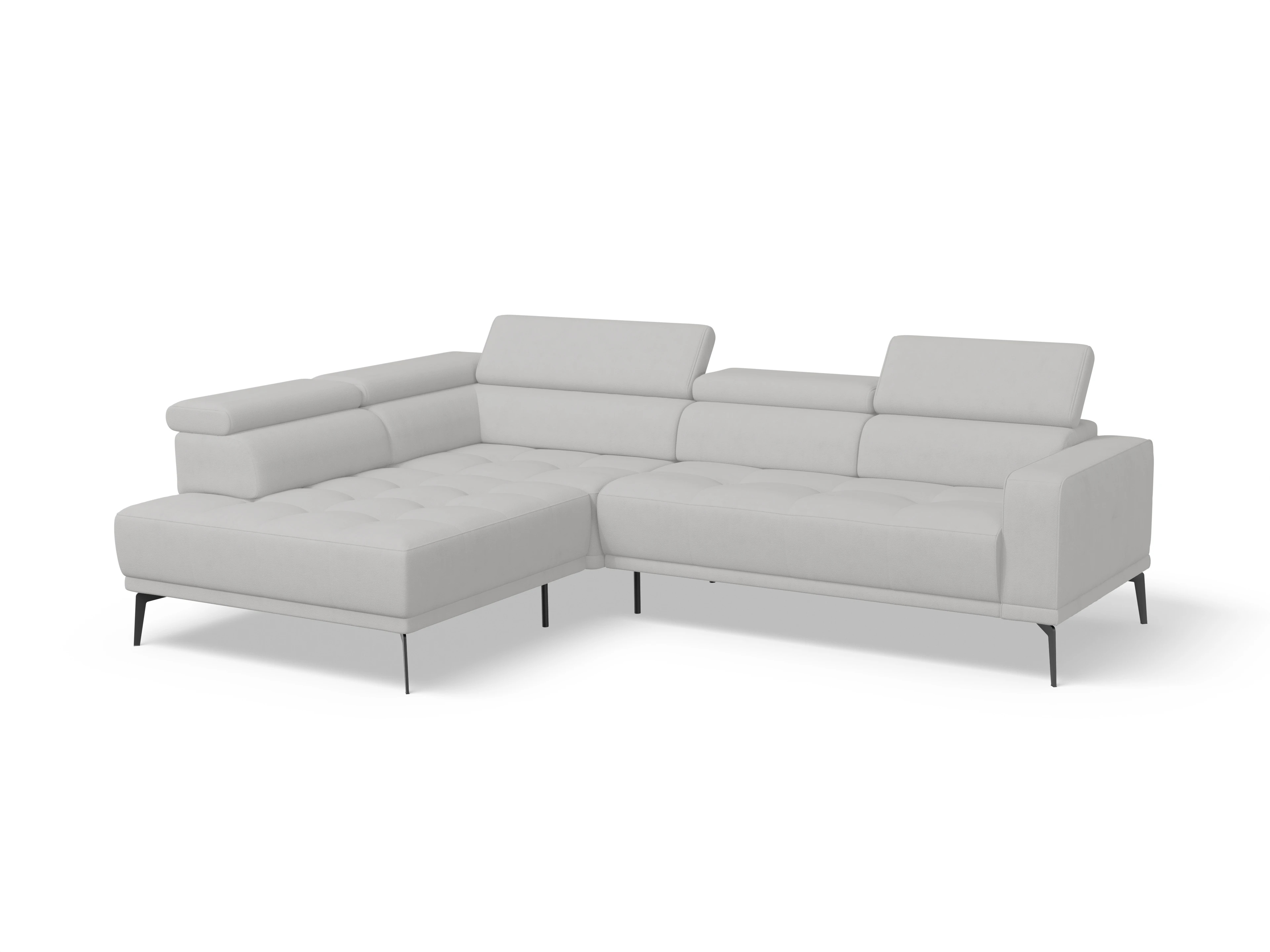 Ansicht des Produktes Marco Ecksofa links Abschluss offen in Stoff Grau
