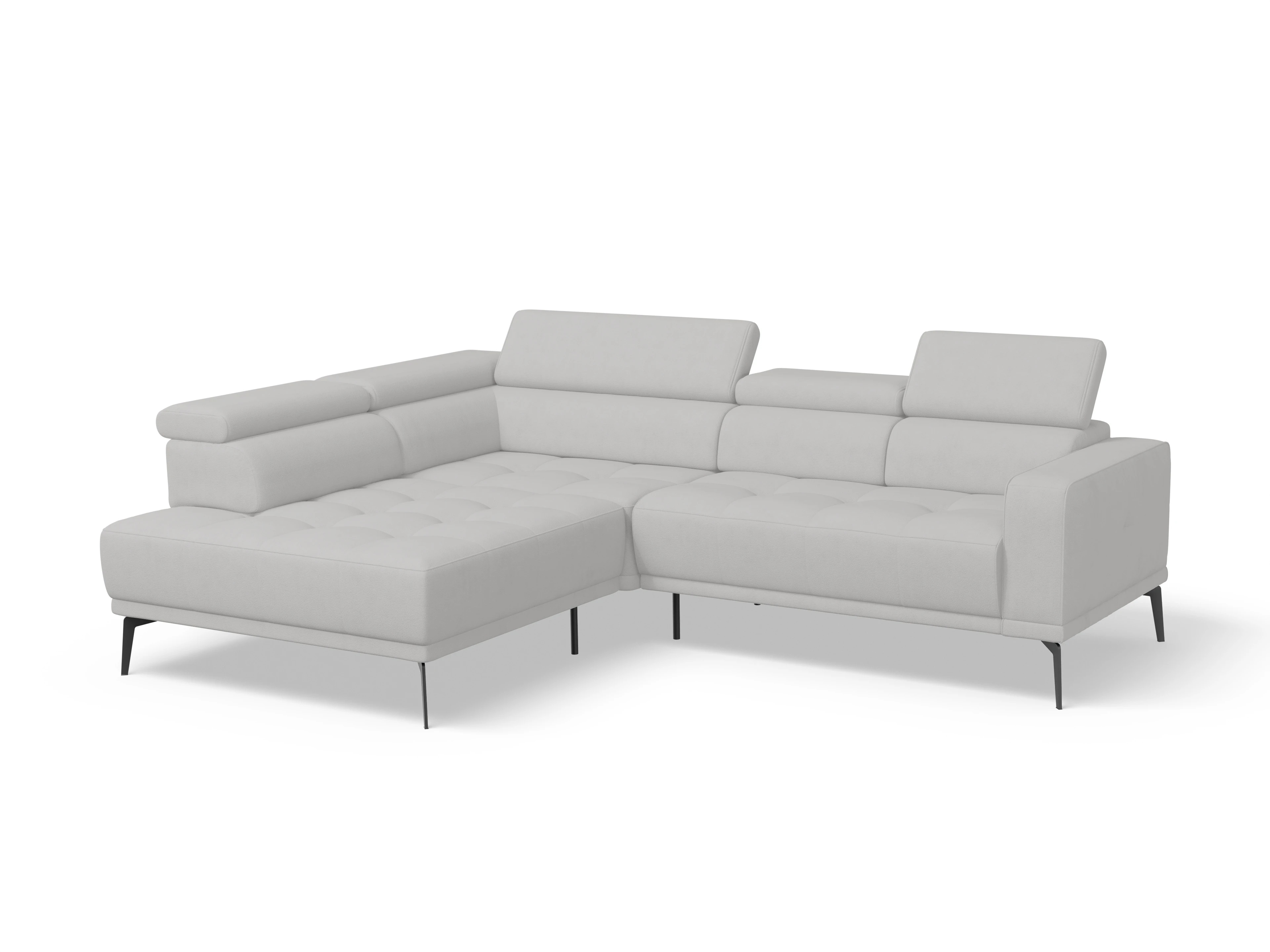 Ansicht des Produktes Marco Ecksofa links Abschluss offen in Stoff Grau