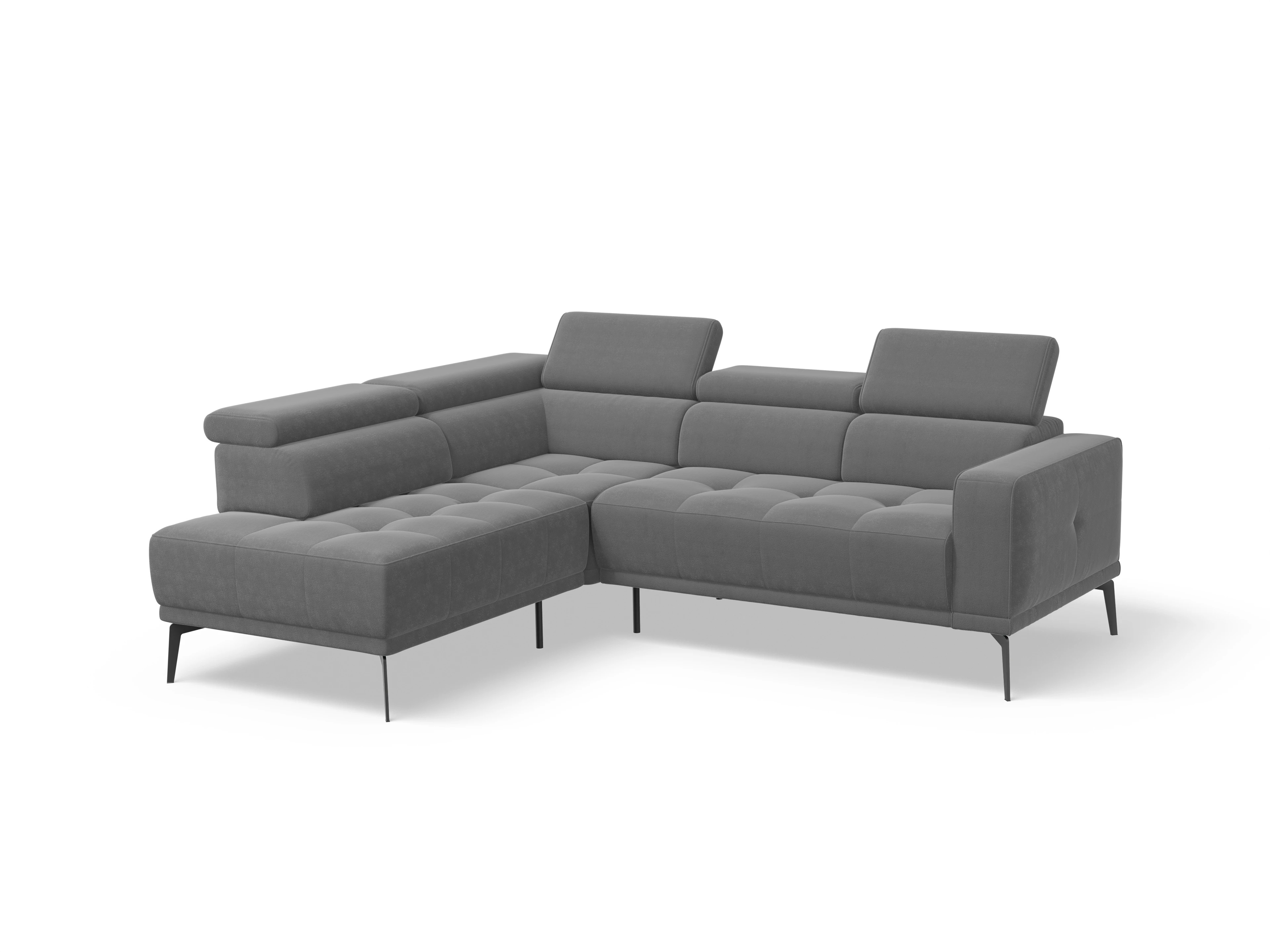 Marco Aho kl Small L Ansicht des Produktes Marco Ecksofa links Abschluss offen in Stoff Grau