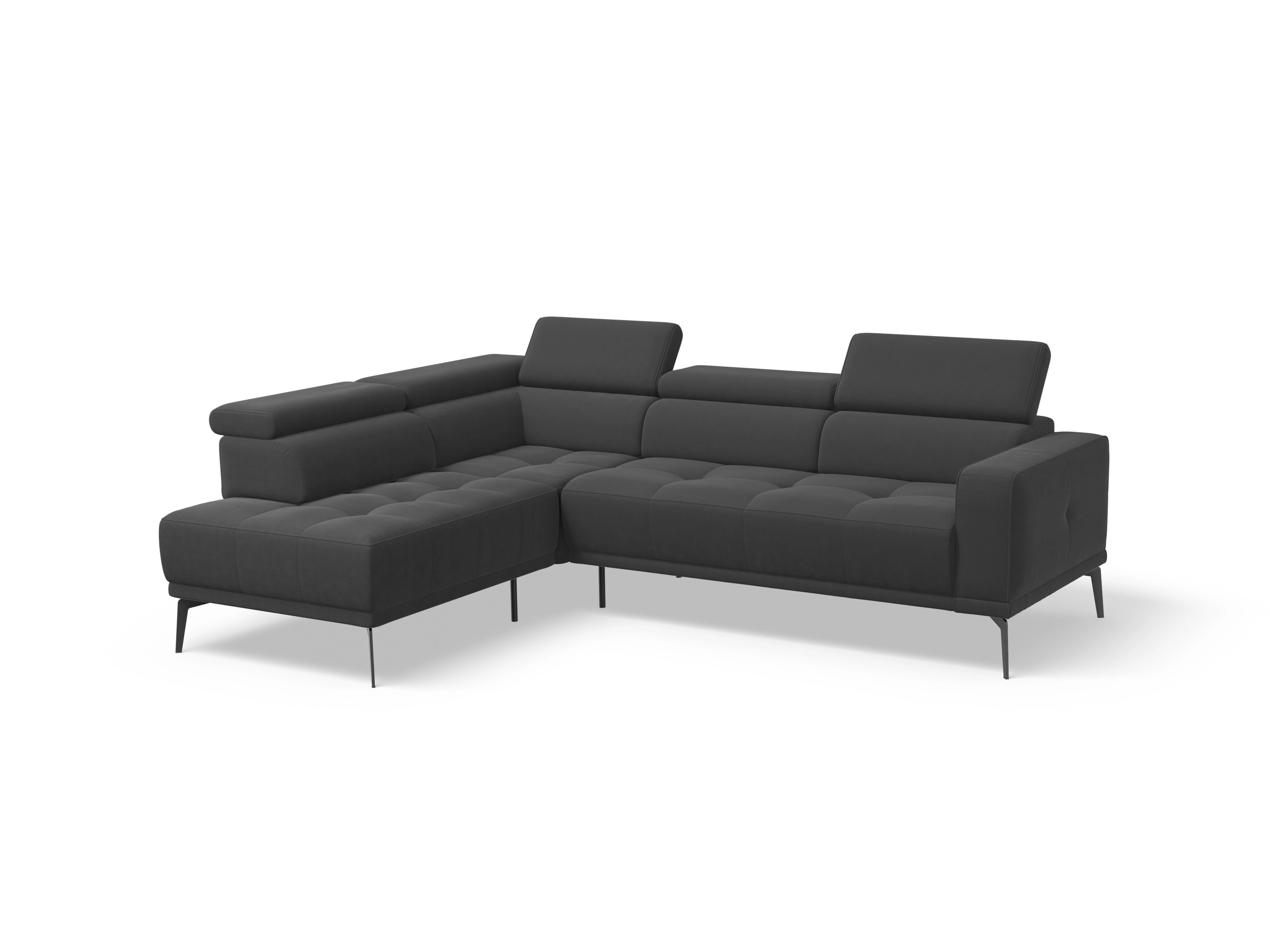 Marco Aho kl Medium L Ansicht des Produktes Marco Ecksofa links Abschluss offen in Stoff Grau
