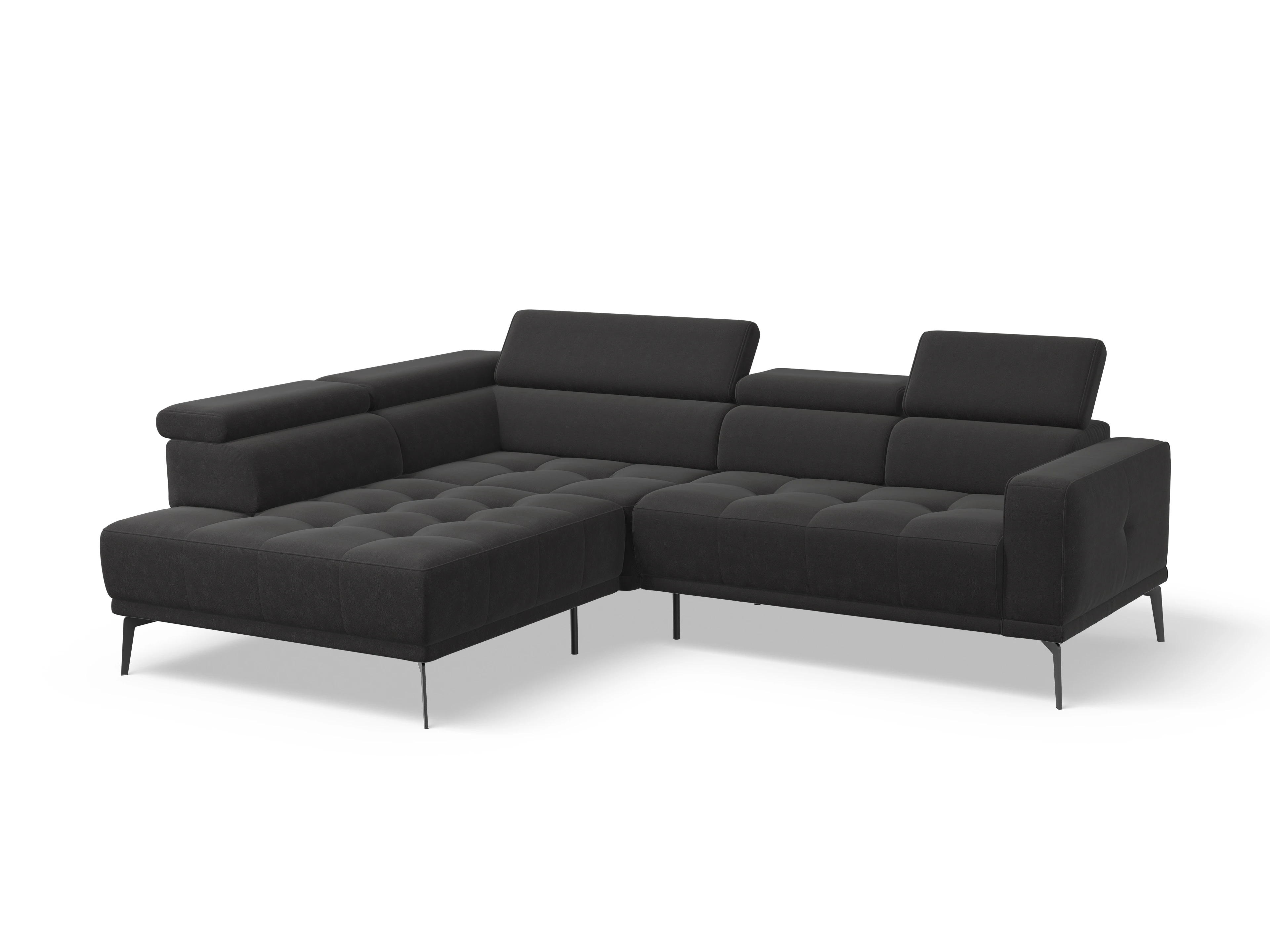 Ansicht des Produktes Marco Ecksofa links Abschluss offen in Stoff Grau