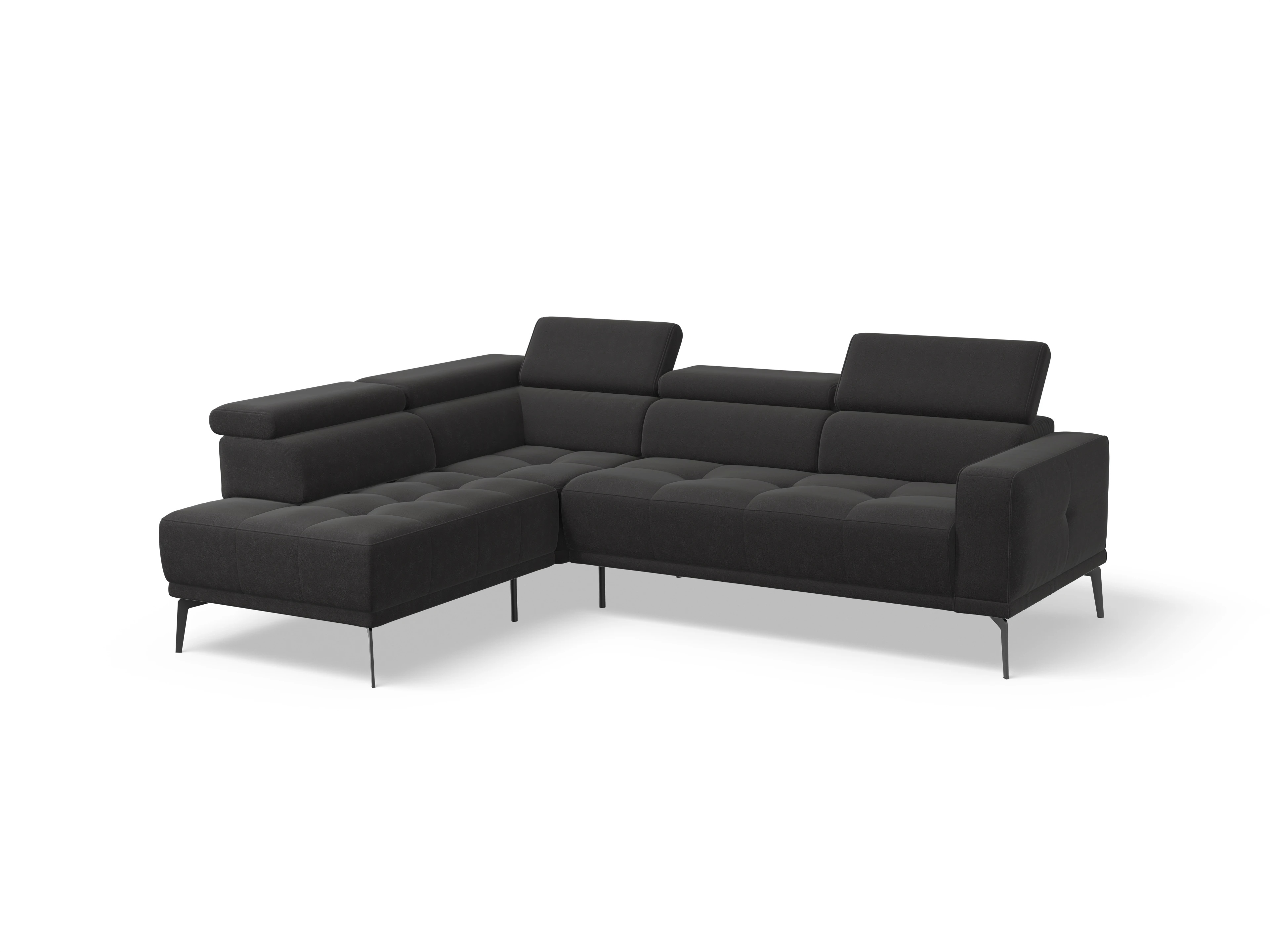 Ansicht des Produktes Marco Ecksofa links Abschluss offen in Stoff Grau