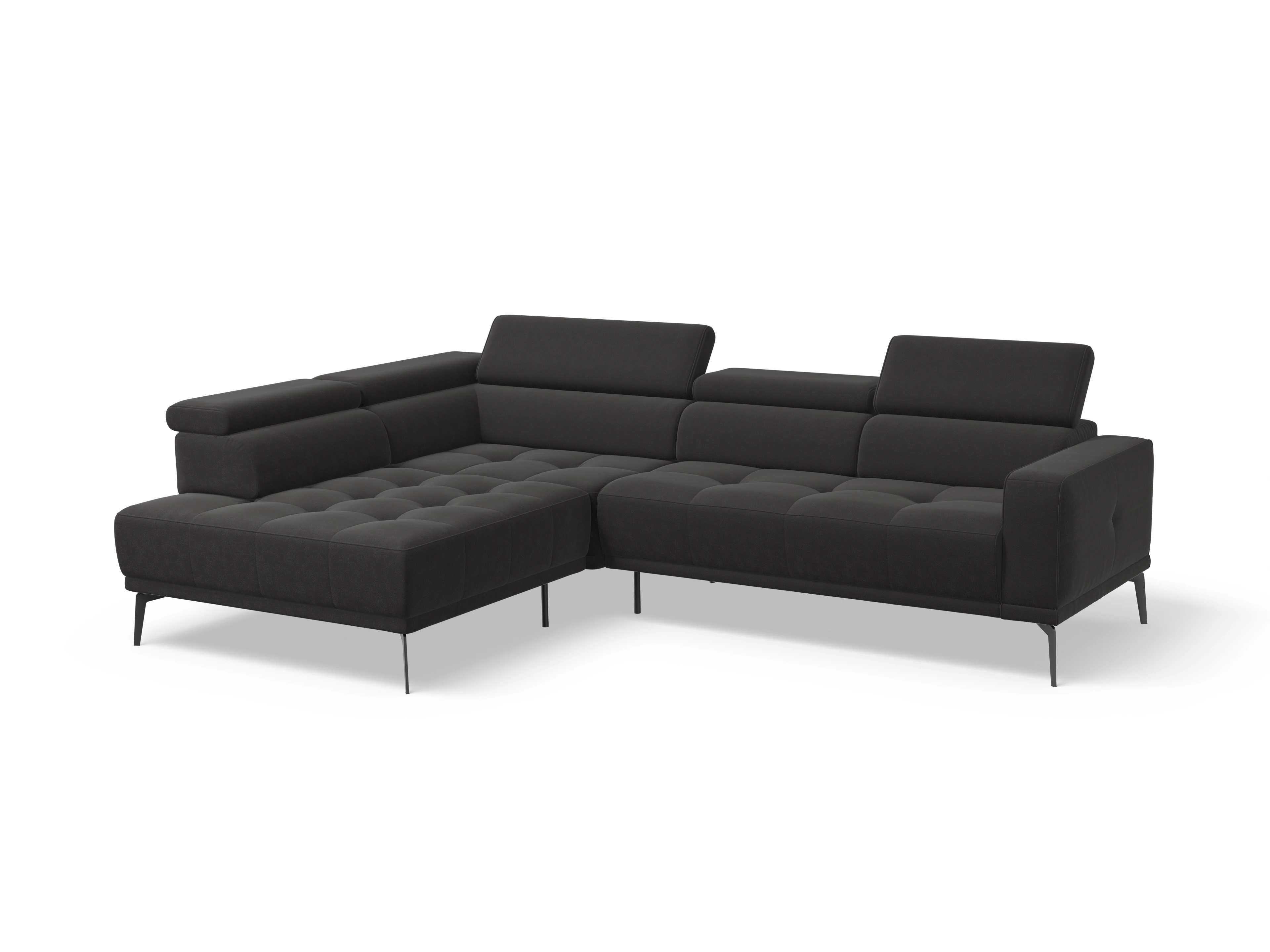 Marco Aho gr Medium L (mit Funktionen) Ansicht des Produktes Marco Ecksofa links Abschluss offen in Stoff Grau