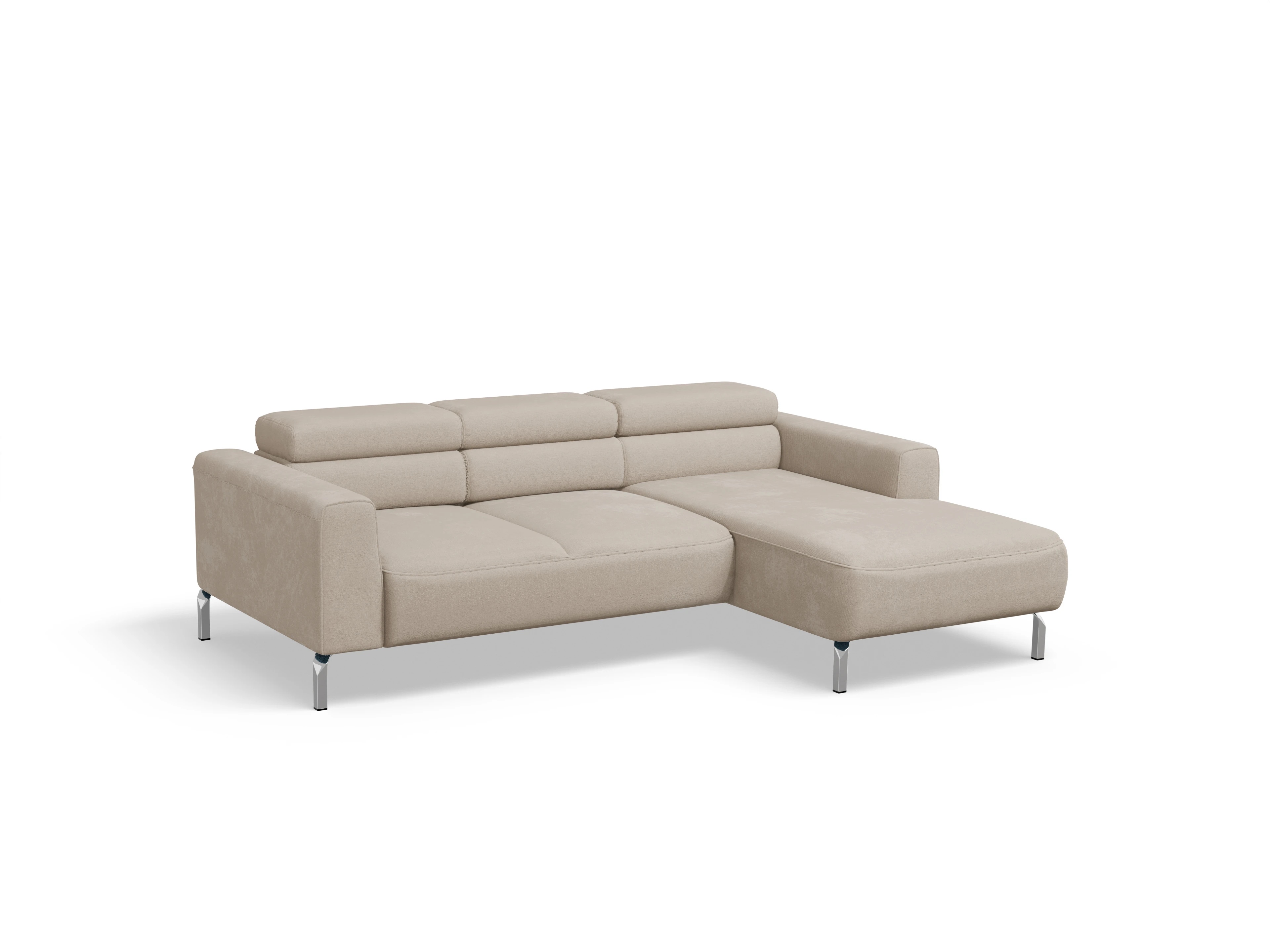 Season Ecksofa Longchair Medium R Ansicht des Produktes Season Ecksofa rechts Abschluss offen in Stoff Beige