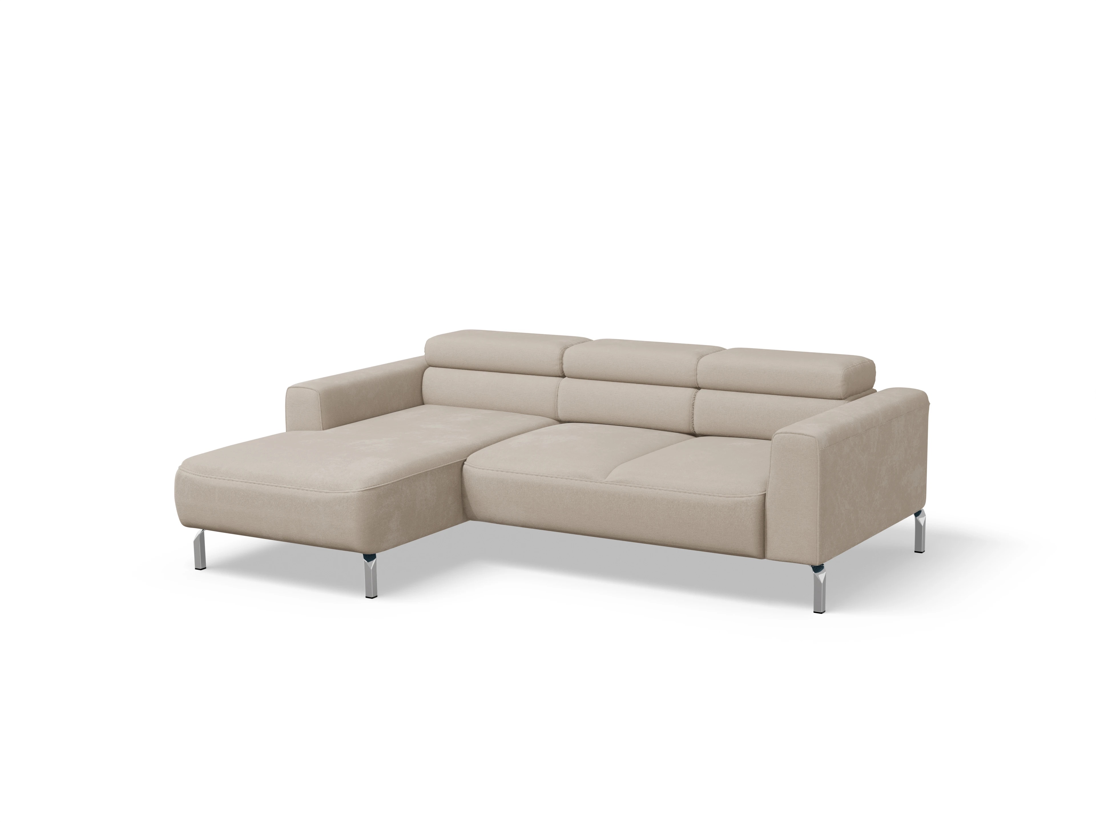 Season Ecksofa Longchair Medium L Ansicht des Produktes Season Ecksofa links Abschluss offen in Stoff Beige