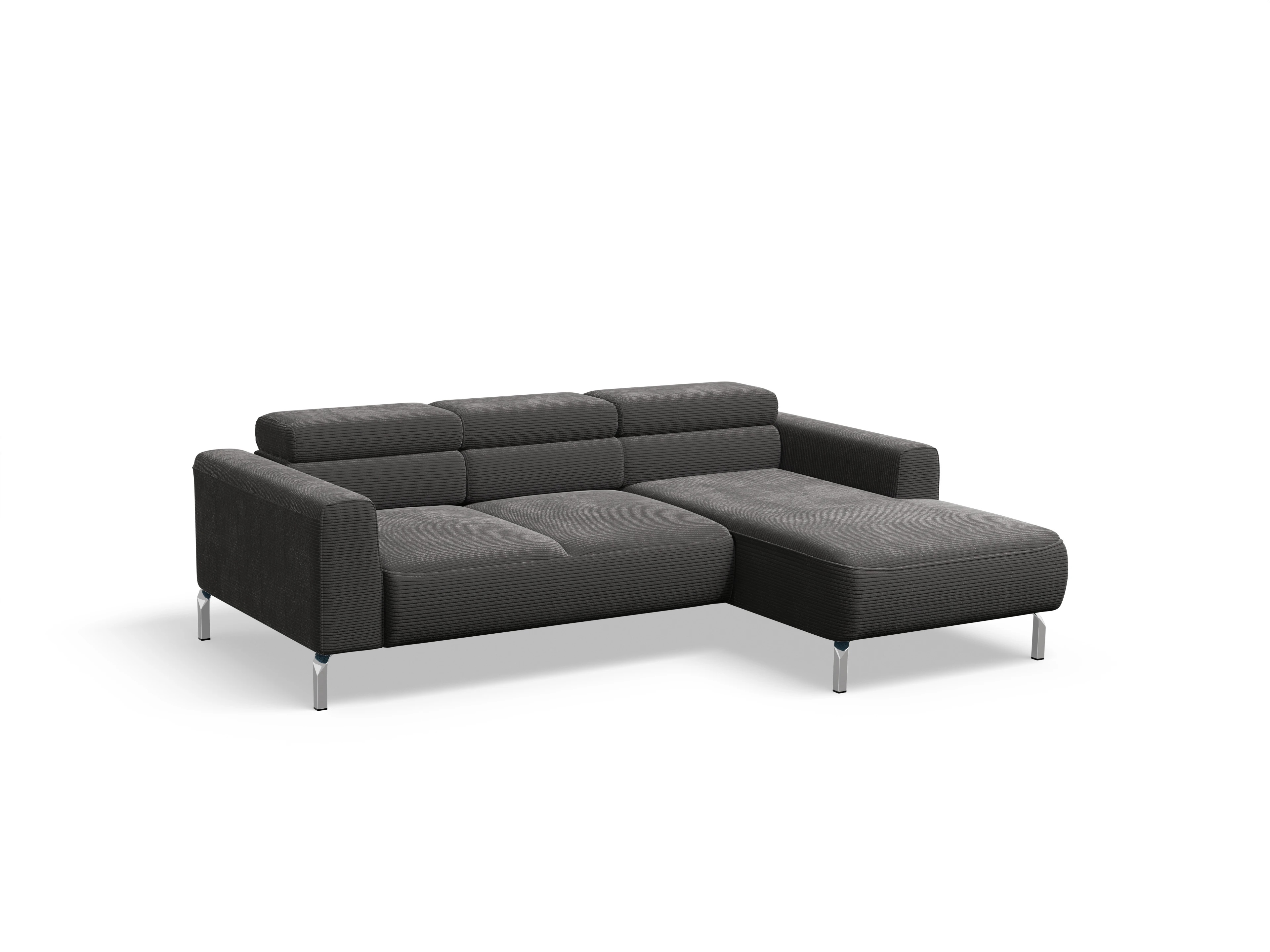 Season Ecksofa Longchair Medium R Ansicht des Produktes Season Ecksofa rechts Abschluss offen in Stoff Grau