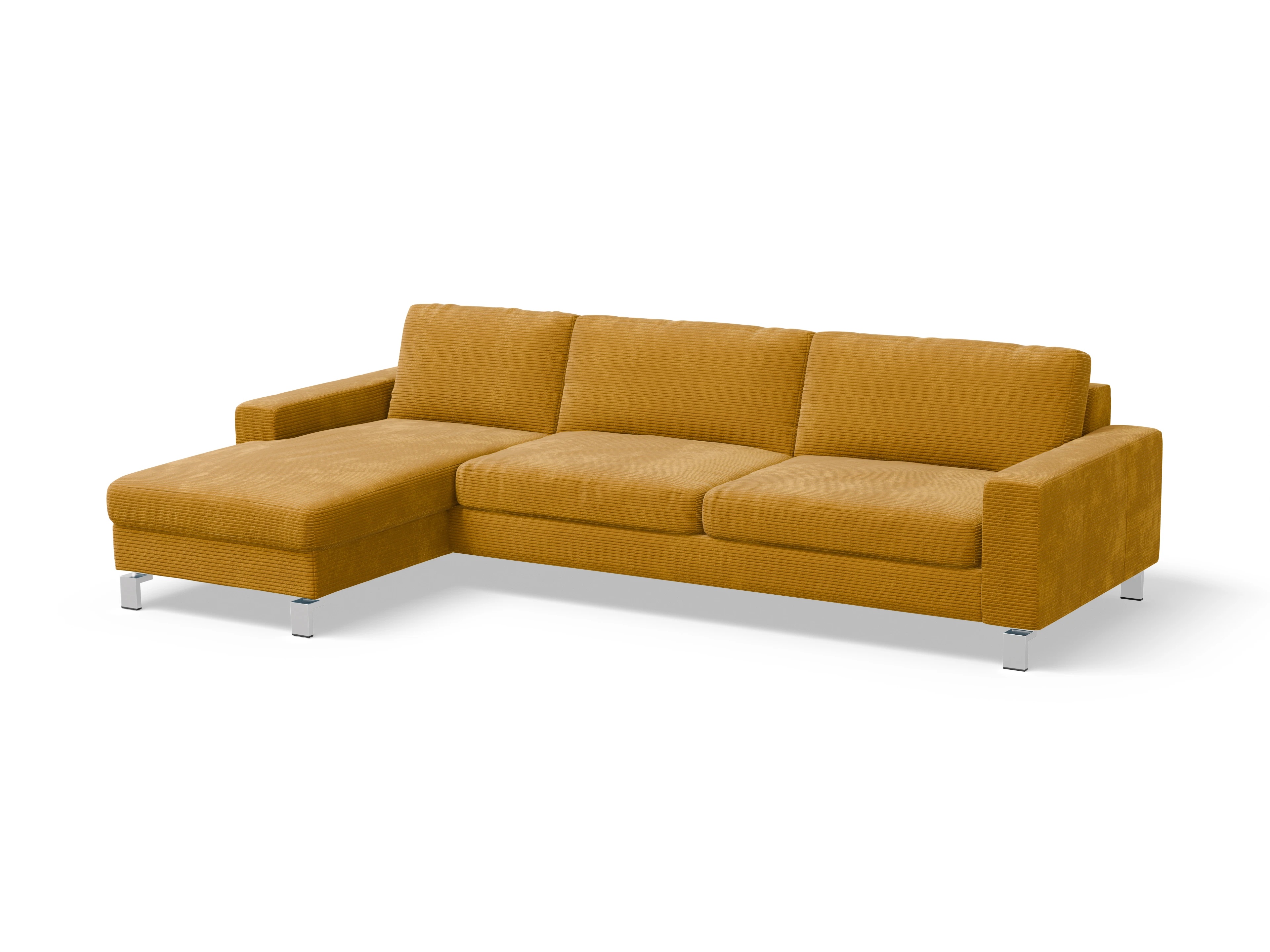 Ansicht des Produktes Indiana Ecksofa links Abschluss offen in Stoff Gelb