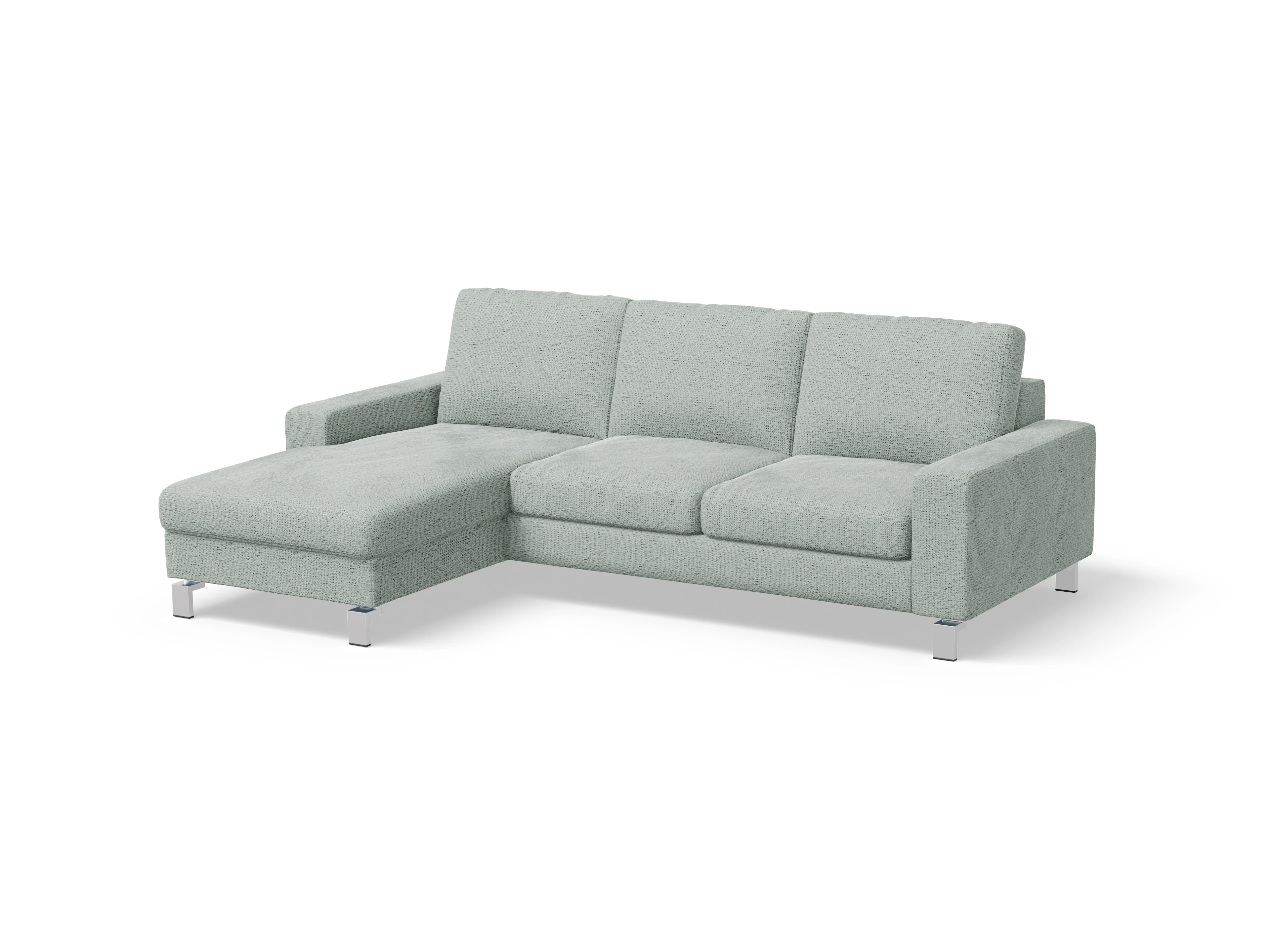Indiana Ecksofa LO Small L Ansicht des Produktes Indiana Ecksofa links Abschluss offen in Stoff Grau